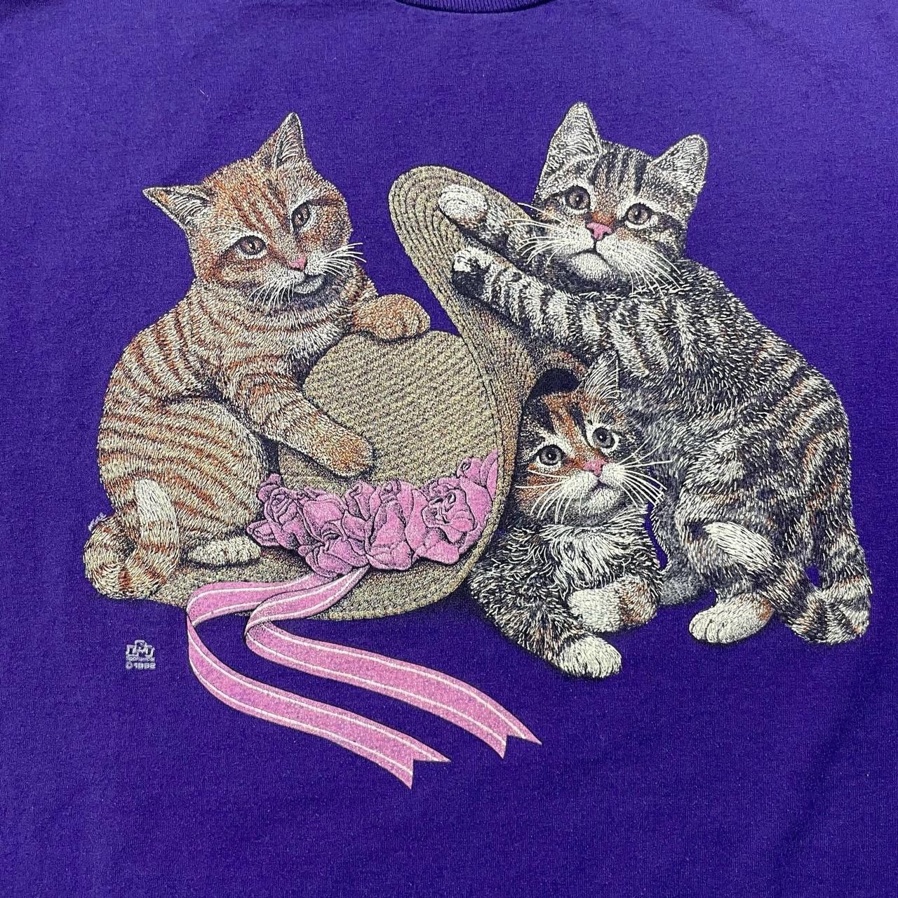 Vintage Vintage 1992 Purple Cat and Sun Hat T-Shirt Size US L / EU 52-54 / 3 - 3 Thumbnail
