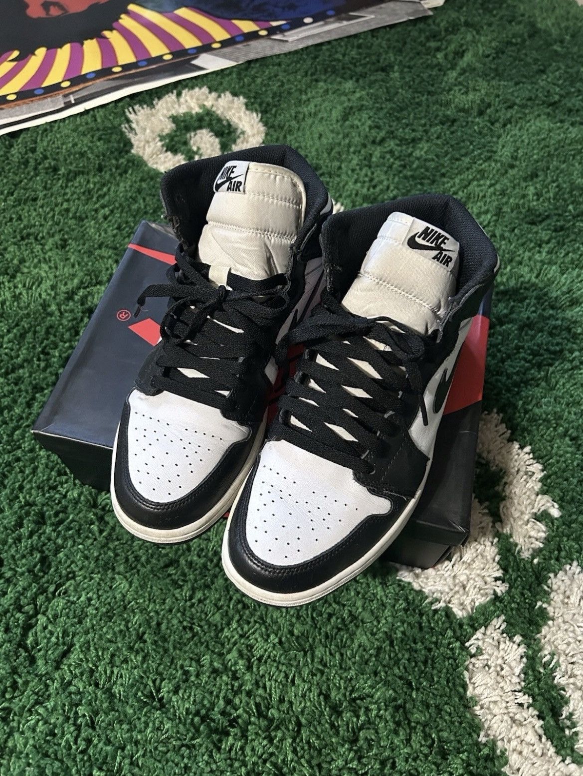Nike Jordan Retro 1 OG Black White 2014 Size 8.5 Preow 555088-010 Size US 8.5 / EU 41-42 - 2 Thumbnail