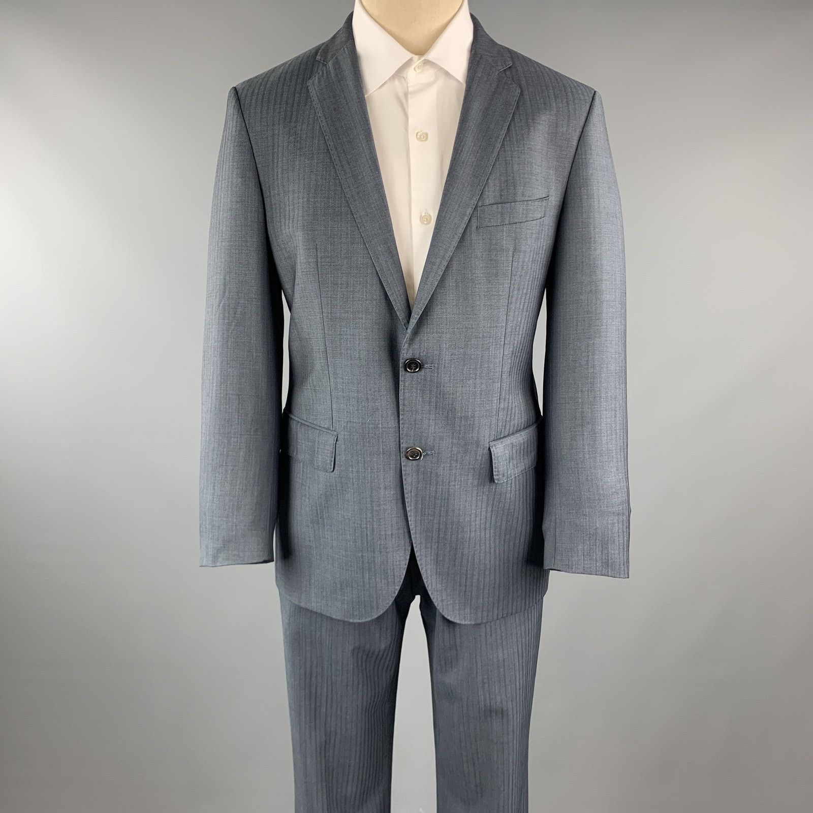 HUGO BOSS 38 Navy Lana Wool Notch Lapel 32 x 30 Suit