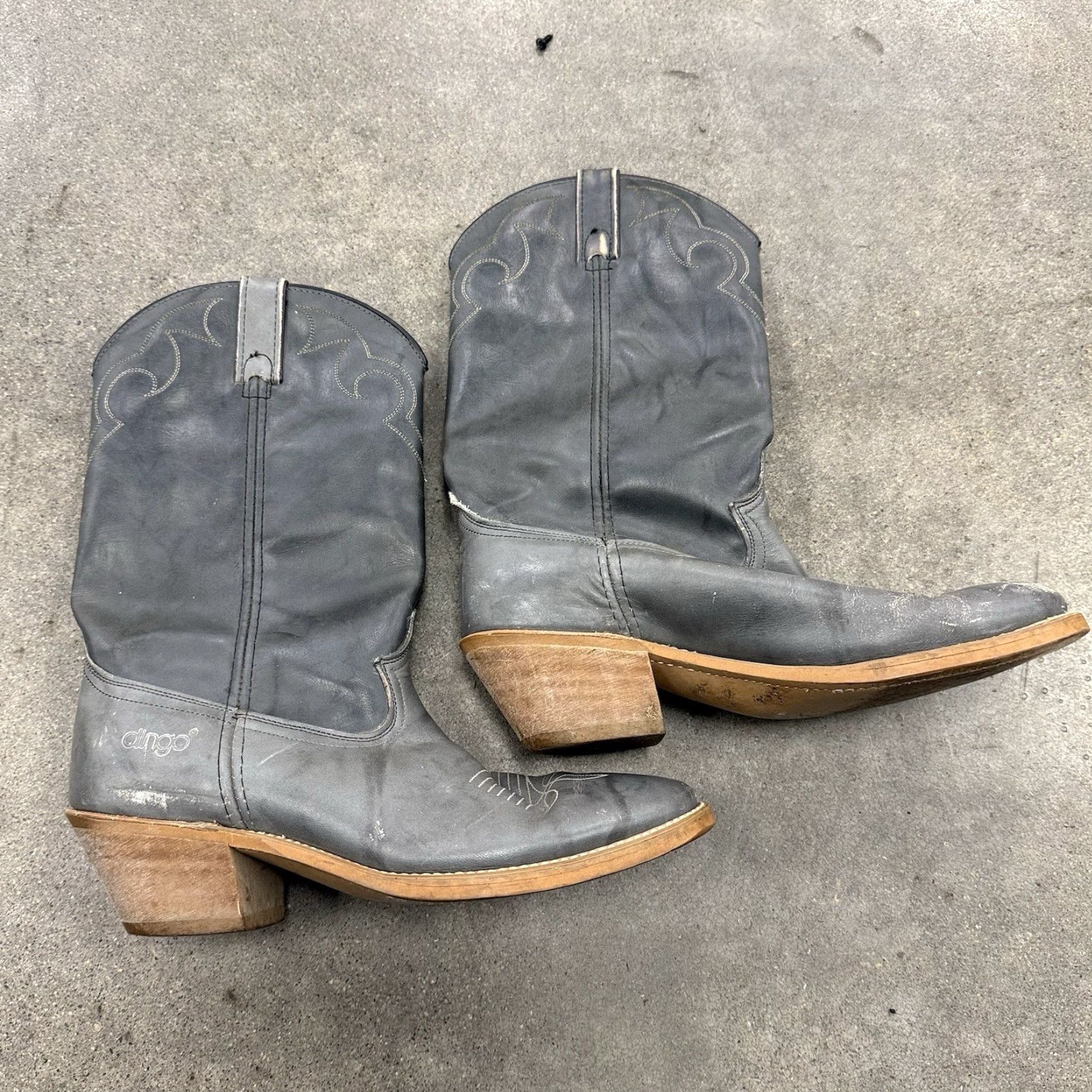 Vintage VINTAGE Dingo 5965 Mens Gray Leather Pull On Cowboy Western Boots Size 9 D Size US 9 / EU 42 - 2 Thumbnail