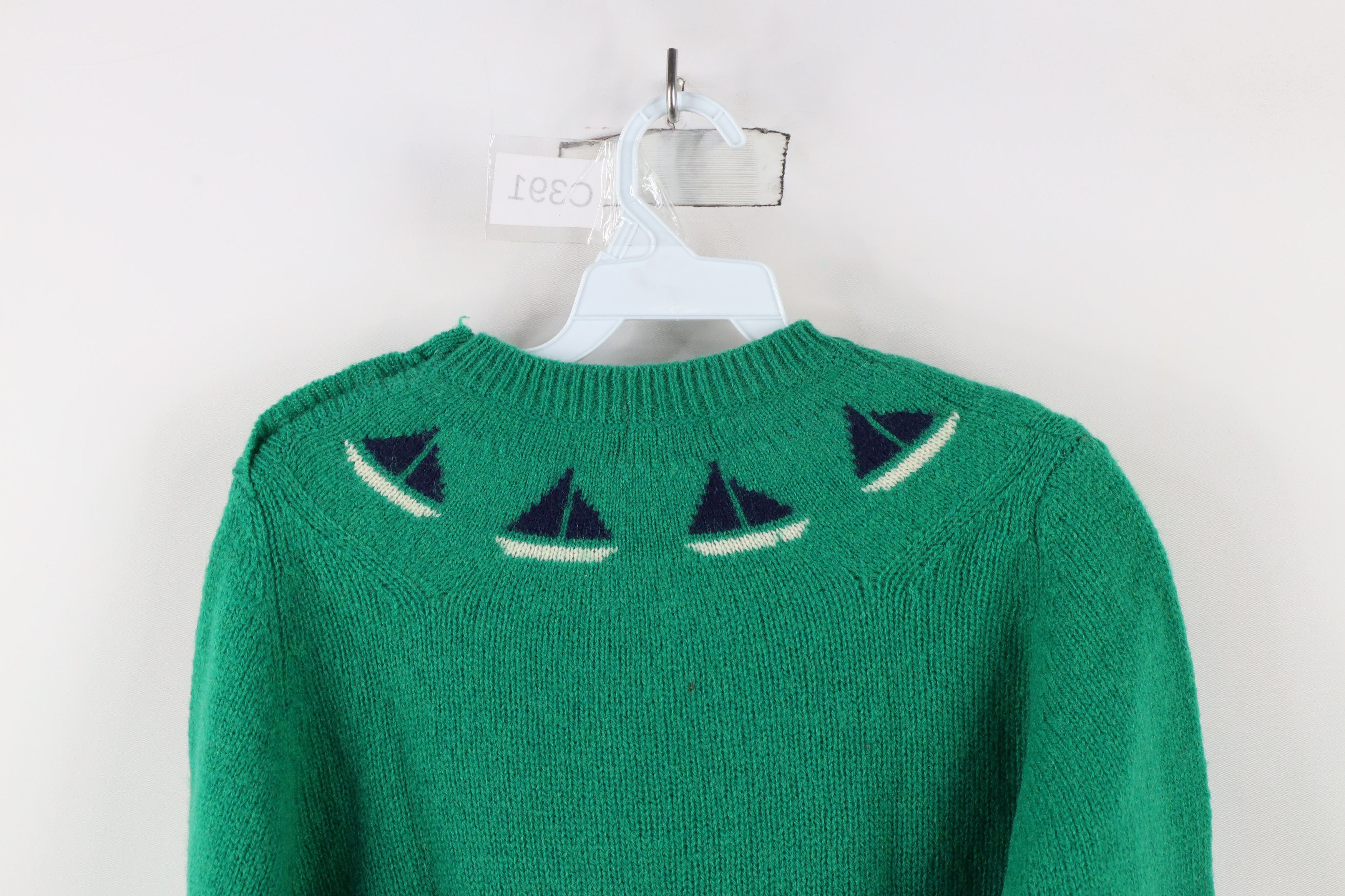 Vintage Vintage 70s Streetwear Sailboat Sailing Sweater Green Size L / US 10 / IT 46 - 11 Thumbnail
