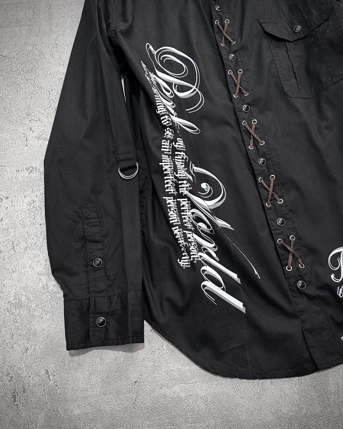 Japanese Brand Y2k 31040=Skkone Poem Lace Up Shirt Size US M / EU 48-50 / 2 - 4 Thumbnail