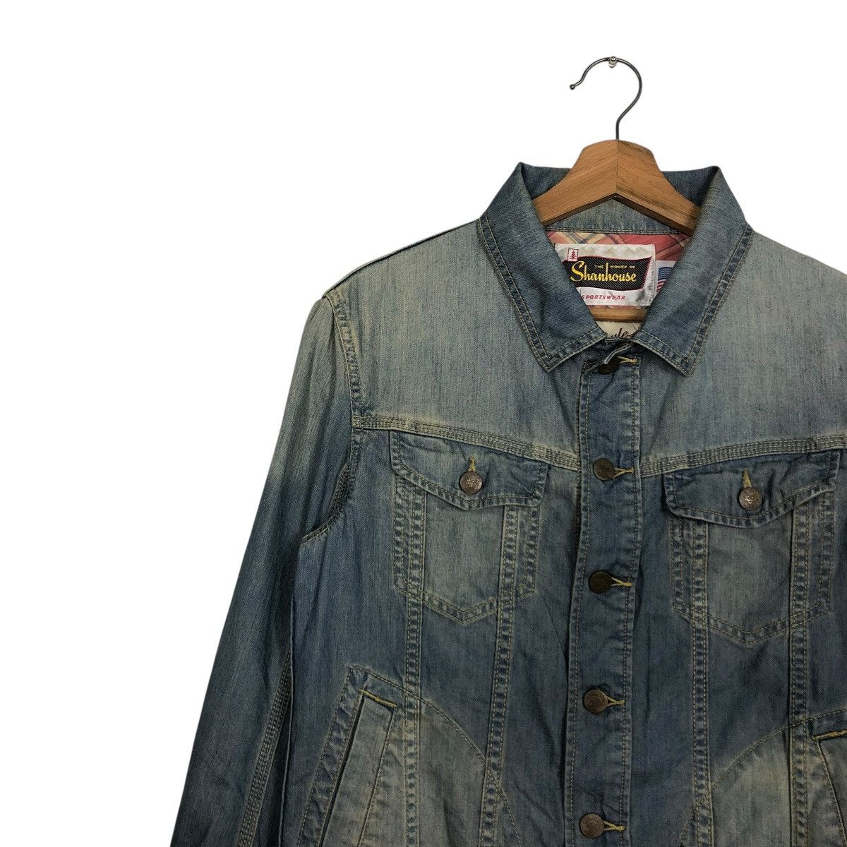 Vintage 🔥VINTAGE TRUCKER DENIM BIKER JACKET SHANHOUSE USA Size US M / EU 48-50 / 2 - 9 Thumbnail