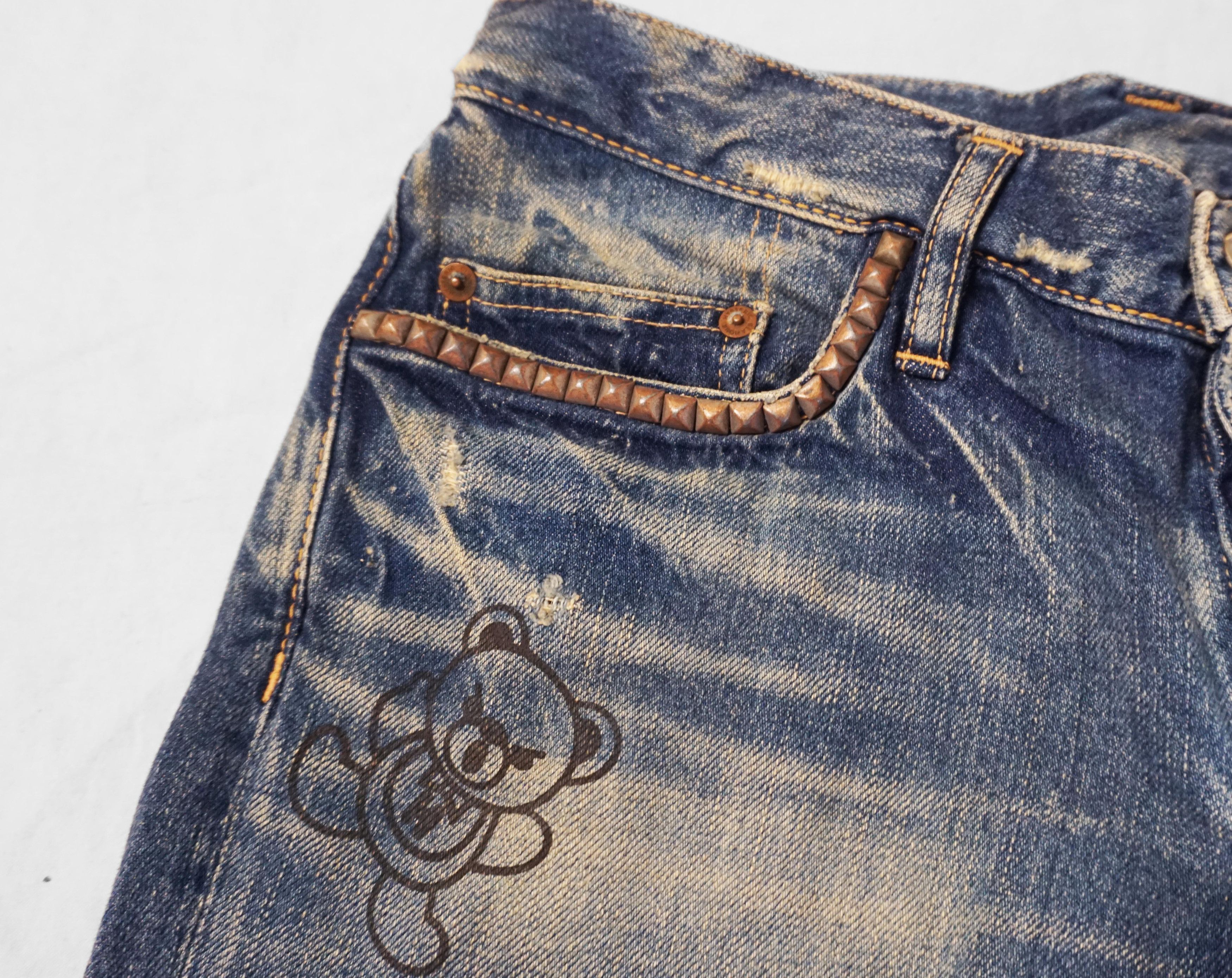 Designer × Hysteric Glamour × Vintage 00's Hysteric Glamour "Fuck Bear" Studded Denim pant Size 27" / US 4 / IT 40 - 3 Thumbnail
