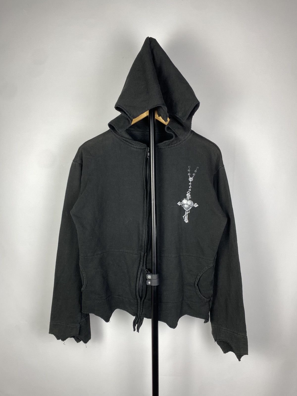 Japanese Brand × Vintage Vintage Y2K Faded Gothic punk Spiral Hoodie Size XL / US 12-14 / IT 48-50 - 2 Thumbnail