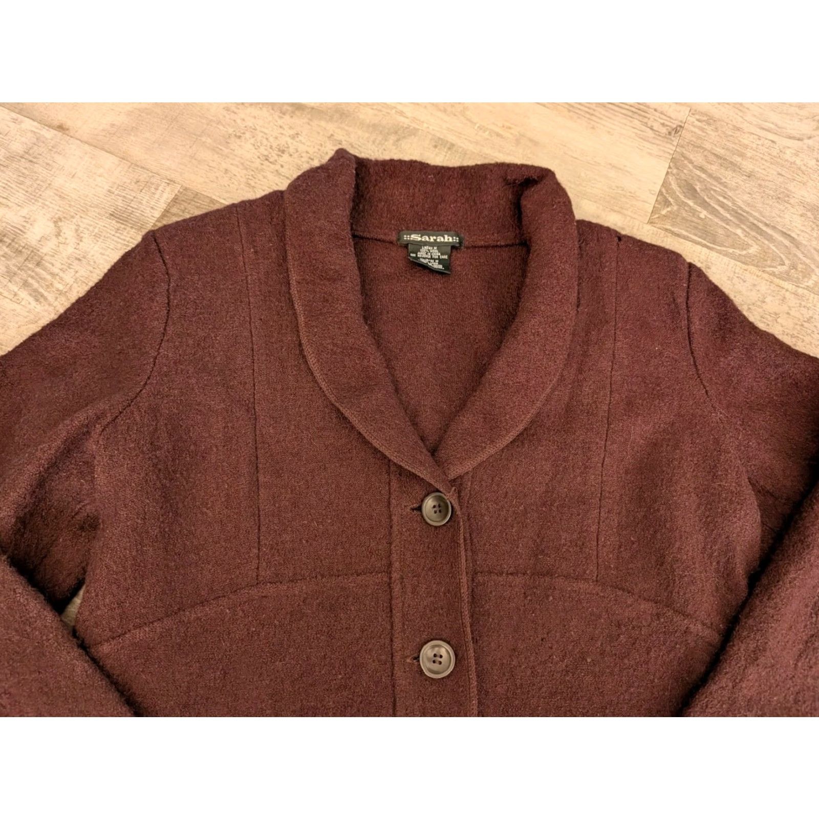Vintage VINTAGE Sarah Wool Blazer Jacket Size M Brown 90s Womens Size M / US 6-8 / IT 42-44 - 4 Thumbnail