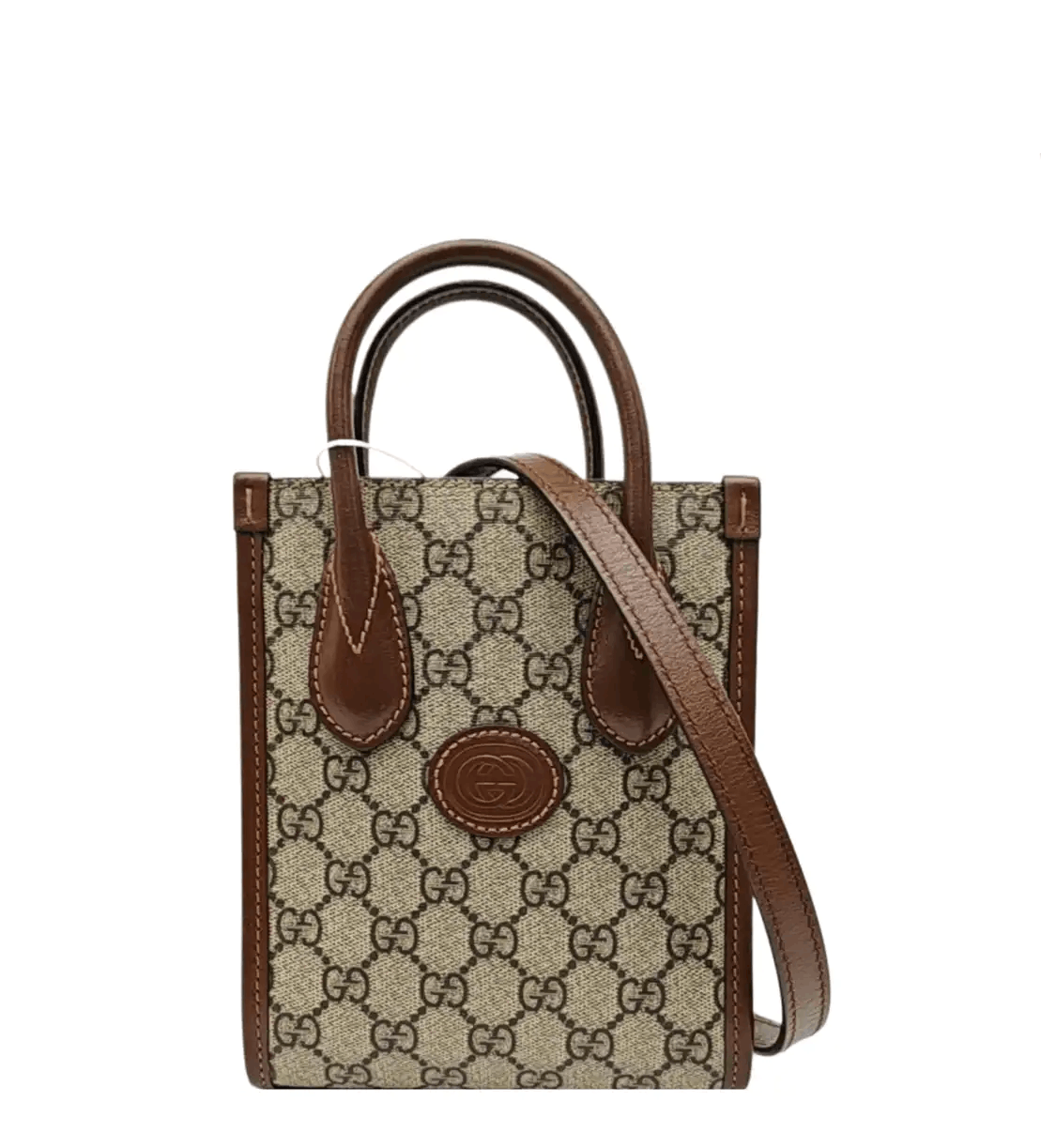 Gucci Retro Mini Khaki Coated Canvas Monogram Shoulder Bag Handbag Crossbody Bag in Beige, Women's