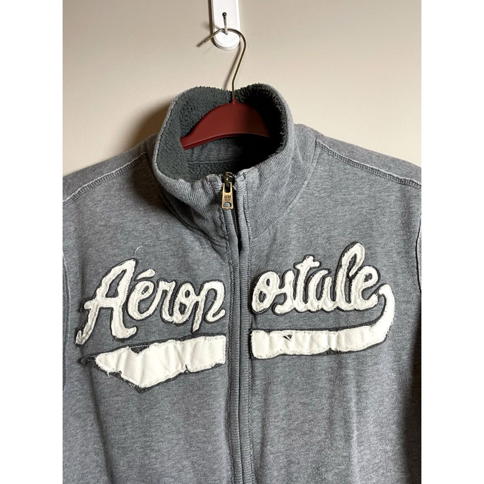 Vintage VINTAGE Aeropostale Jacket Bomber Lined Sweatshirt Heavy Sherpa Gray Large M Men Size US M / EU 48-50 / 2 - 2 Thumbnail