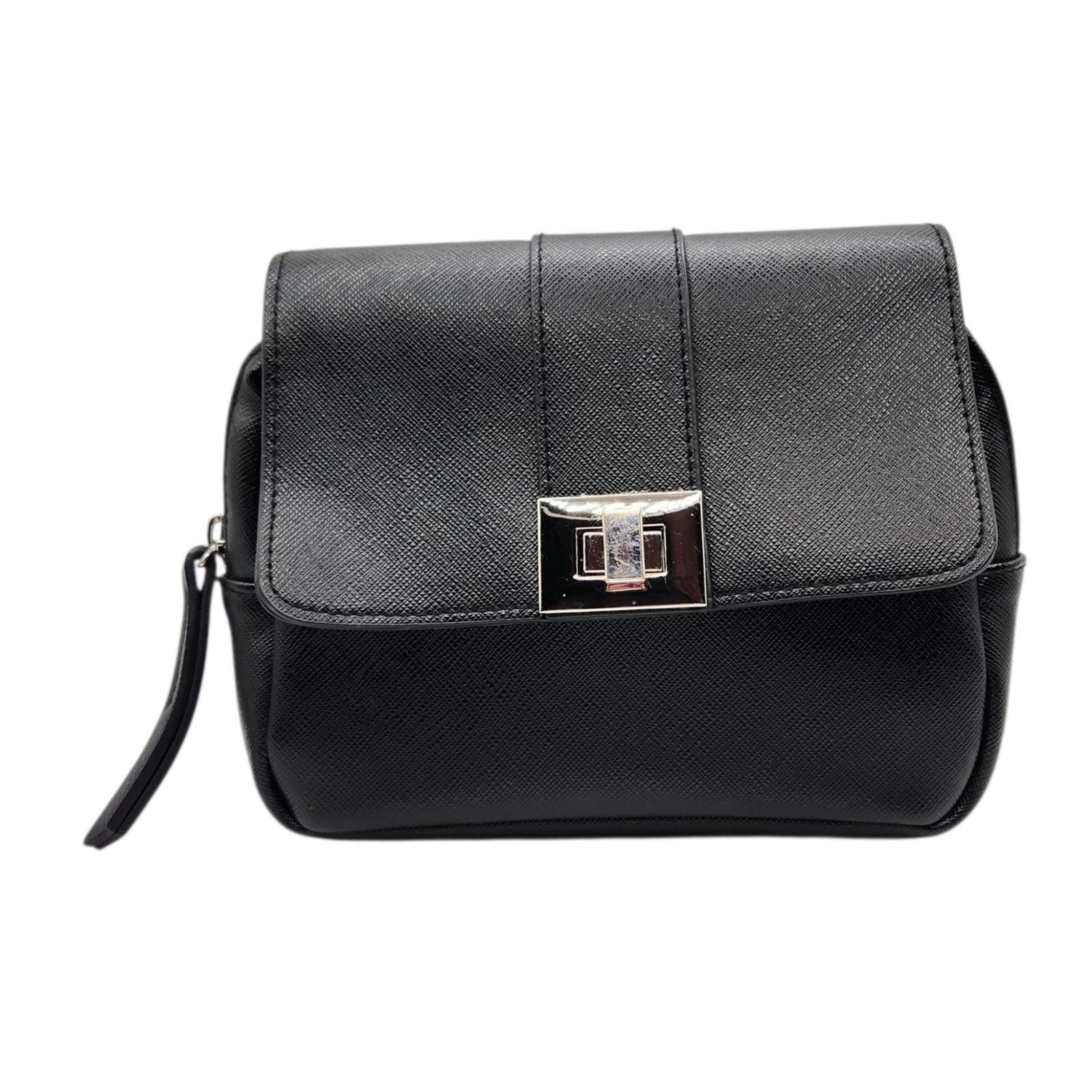 Other Black Faux Leather Bag with Silver Turn Lock Size ONE SIZE - 2 Thumbnail