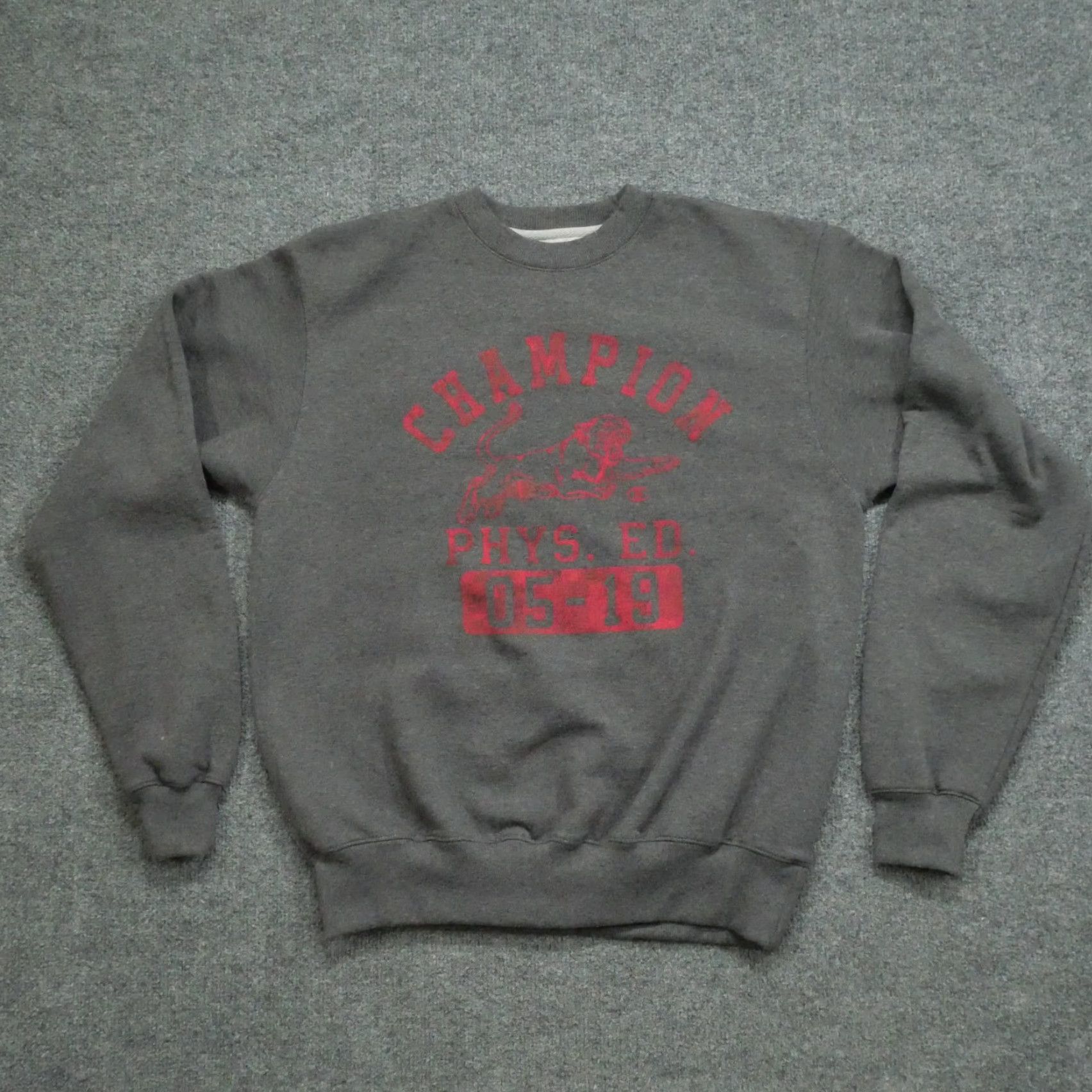Champion Champion Sweatshirt Men Pullover Adult Medium Gray Logo Lion Mascot Retro Decade 90s Kings象 Size US M / EU 48-50 / 2 - 2 Thumbnail