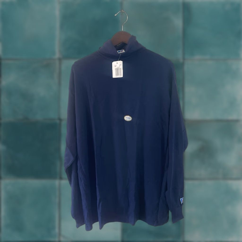 Russell Athletic VINTAGE Russell Athletic Turtleneck Shirt Mens 2XL Navy Blue 90s Made in USA Size US XXL / EU 58 / 5 - 1 Thumbnail