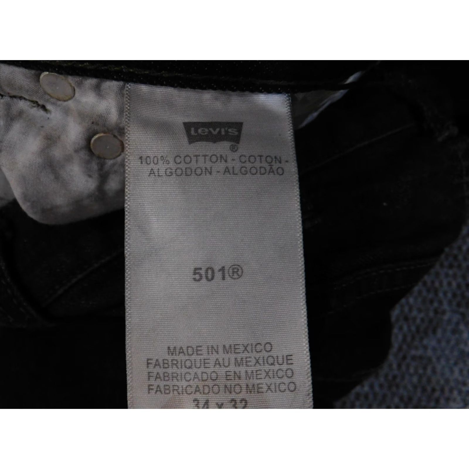 Levi's Levi's 501 Jeans Mens 34x32 Black Denim Button Fly Straight Red Tab Vintage No (adjusted) Size US 34 / EU 50 - 6 Thumbnail