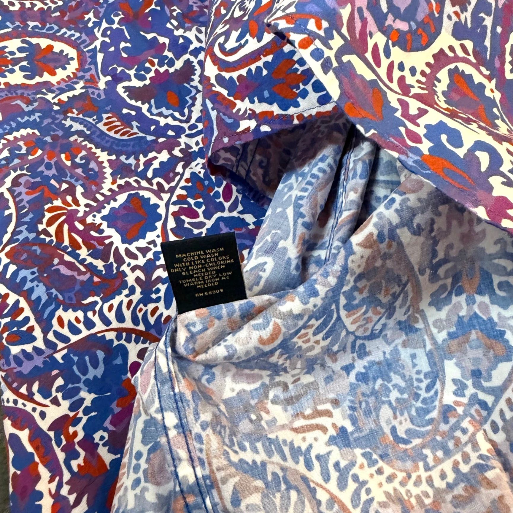 Cremieux Cremieux Mens 3XT Paisley Stretch Button-Up Shirt Blue Purple NWT Big & Tall Casual Workwear Size US XXL / EU 58 / 5 - 7 Thumbnail