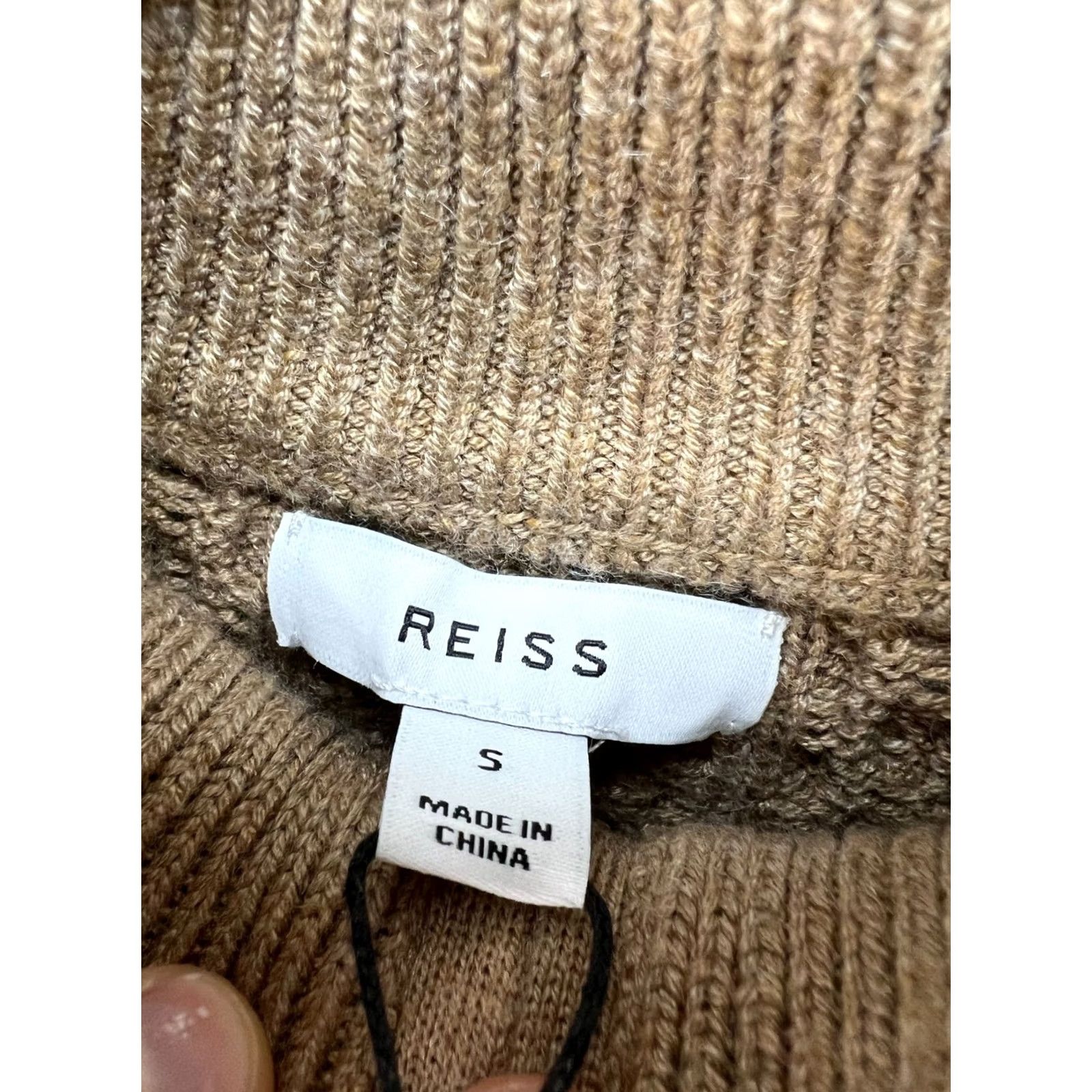 Reiss Reiss Bantham Half Zip Cable Knit Sweater S Mens Camel Pullover Knit Wool Wool Blend Wool 2020s Size US S / EU 44-46 / 1 - 5 Thumbnail