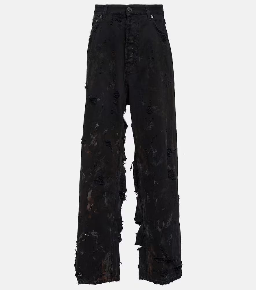 Balenciaga Destroyed Denim Pants 'Flat Black' Size US 32 / EU 48 - 3 Thumbnail