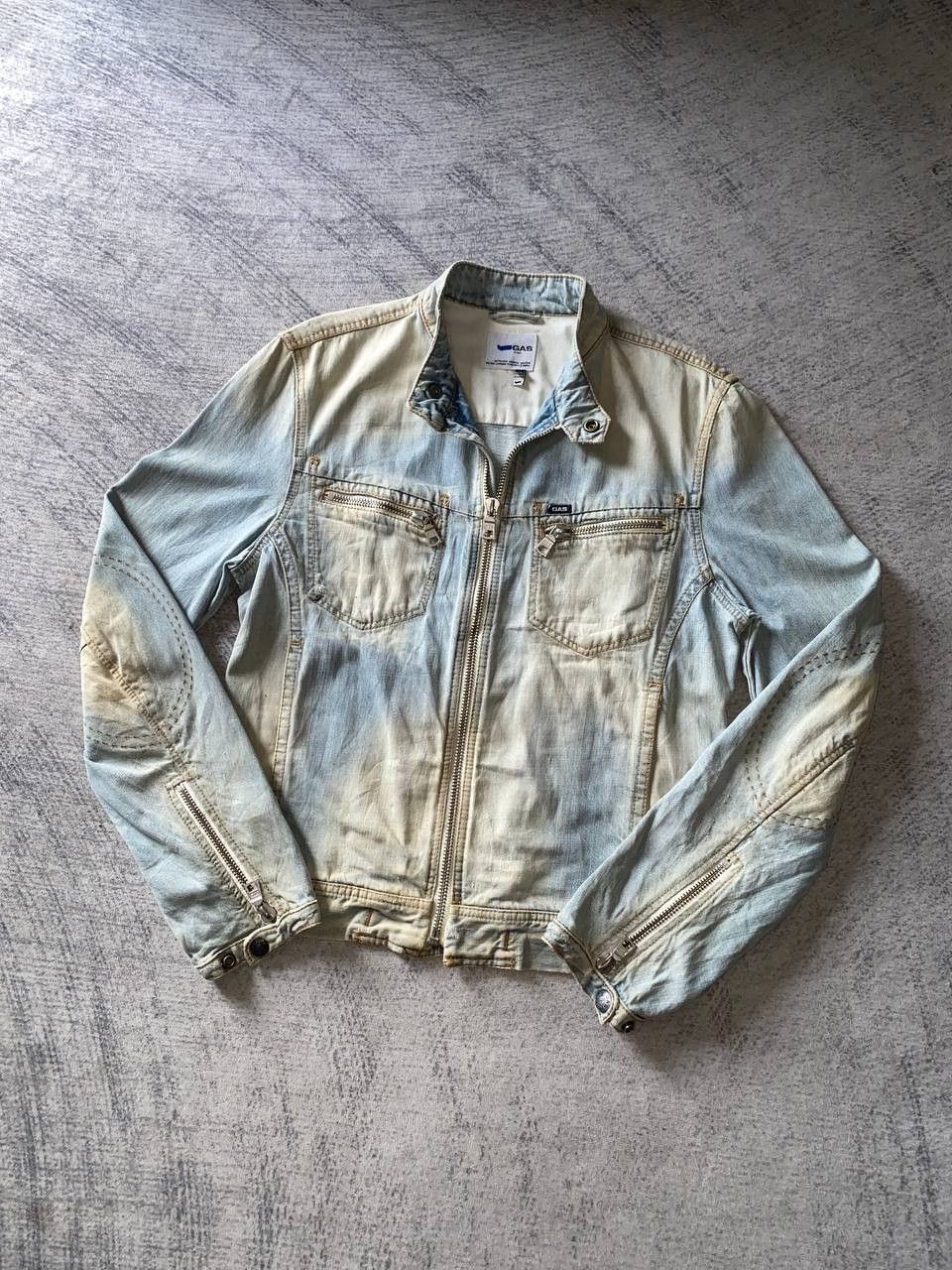 GAS GAS Distressed Denim Biker Jacket Size US M / EU 48-50 / 2 - 1 Thumbnail