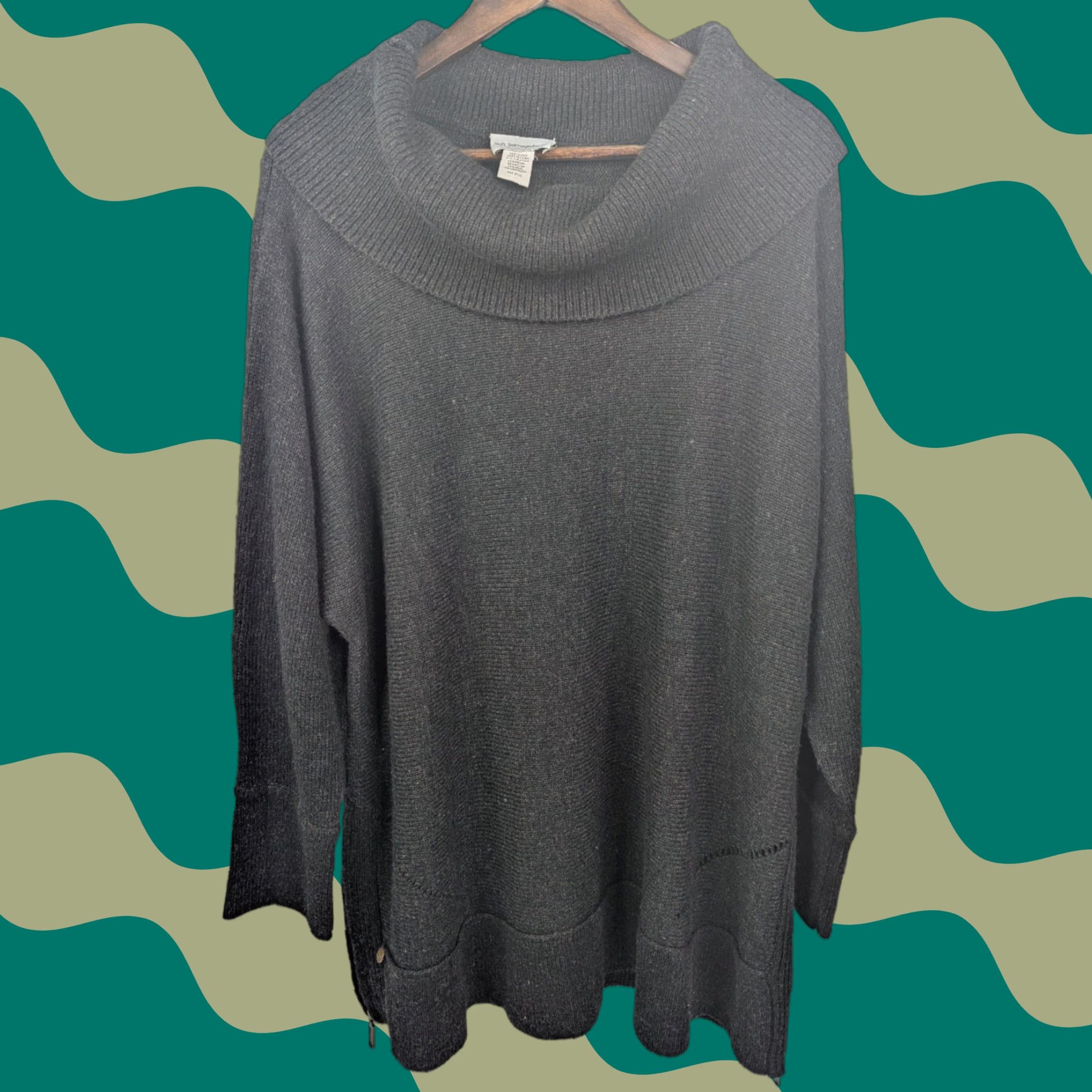 Soft Surroundings Soft Surroundings Black Cowl Neck Modal Wool Cashmere Knit Sweater One Size Size ONE SIZE - 1 Thumbnail