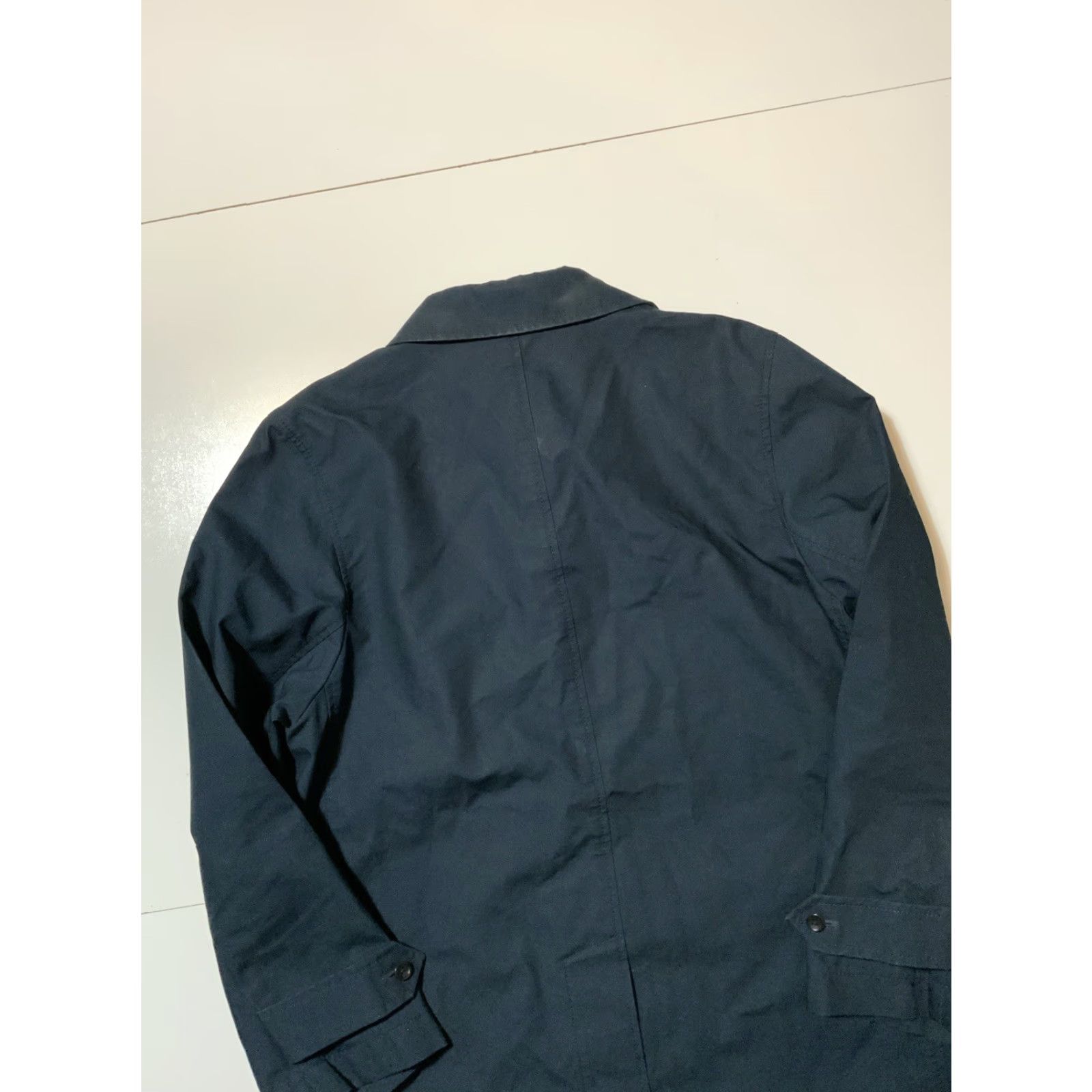 Gap VINTAGE Brooklyn Tailors X Gap X GQ Collection Navy Blue Bonded Mac Classic Coat Sz. S Mens Regular Blue Coat Bonds Mac Cotton 90s? Size US S / EU 44-46 / 1 - 7 Thumbnail