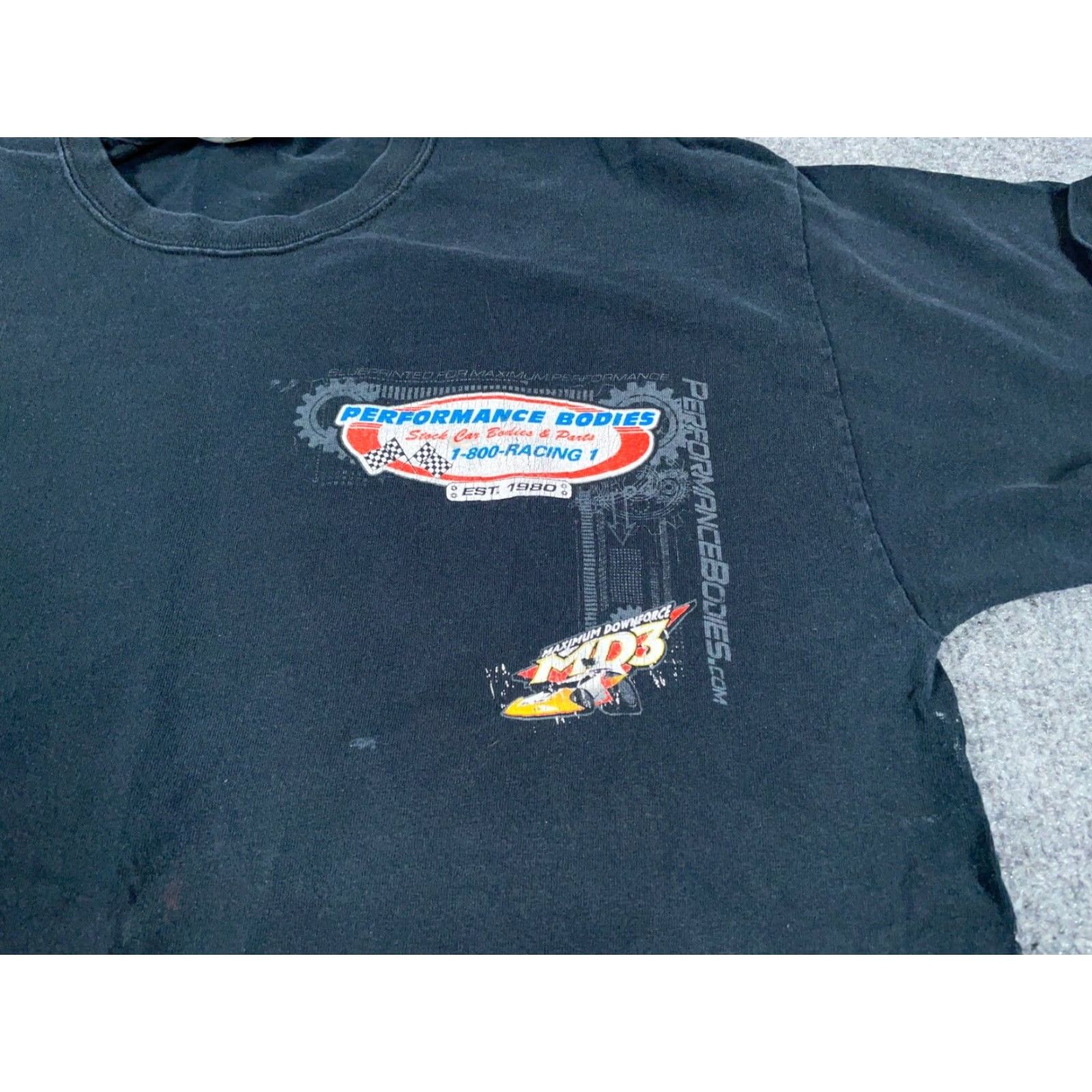 Gildan VINTAGE Gildan Stock Car Racing T-Shirt Adult Large Black Double Sided Graphic Tee 90s Mens Size US L / EU 52-54 / 3 - 4 Thumbnail