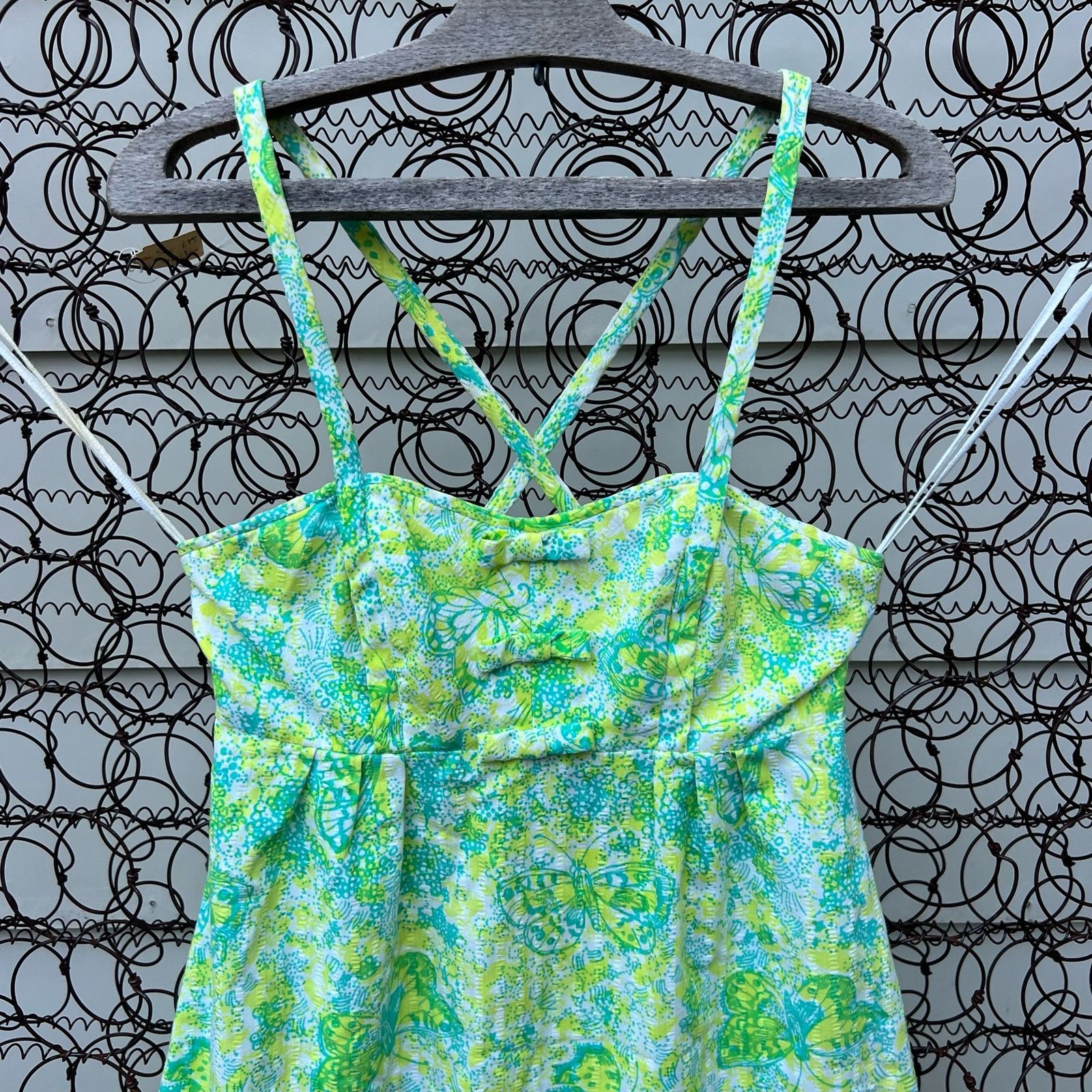 Lilly Pulitzer 60s Lilly Pulitzer Blue Green Daisy Butterfly Strap Sundress Size M / US 6-8 / IT 42-44 - 3 Thumbnail