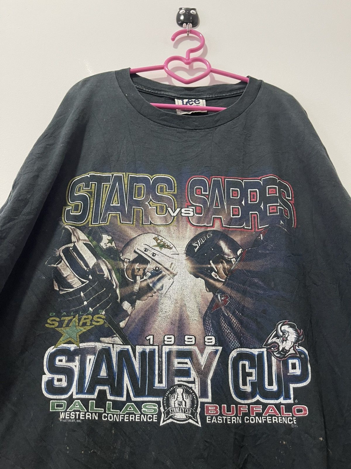 NHL Rare Vintage STARS VS SABRES 1999 Stanley Cup Final Thrashed Size US XL / EU 56 / 4 - 2 Thumbnail