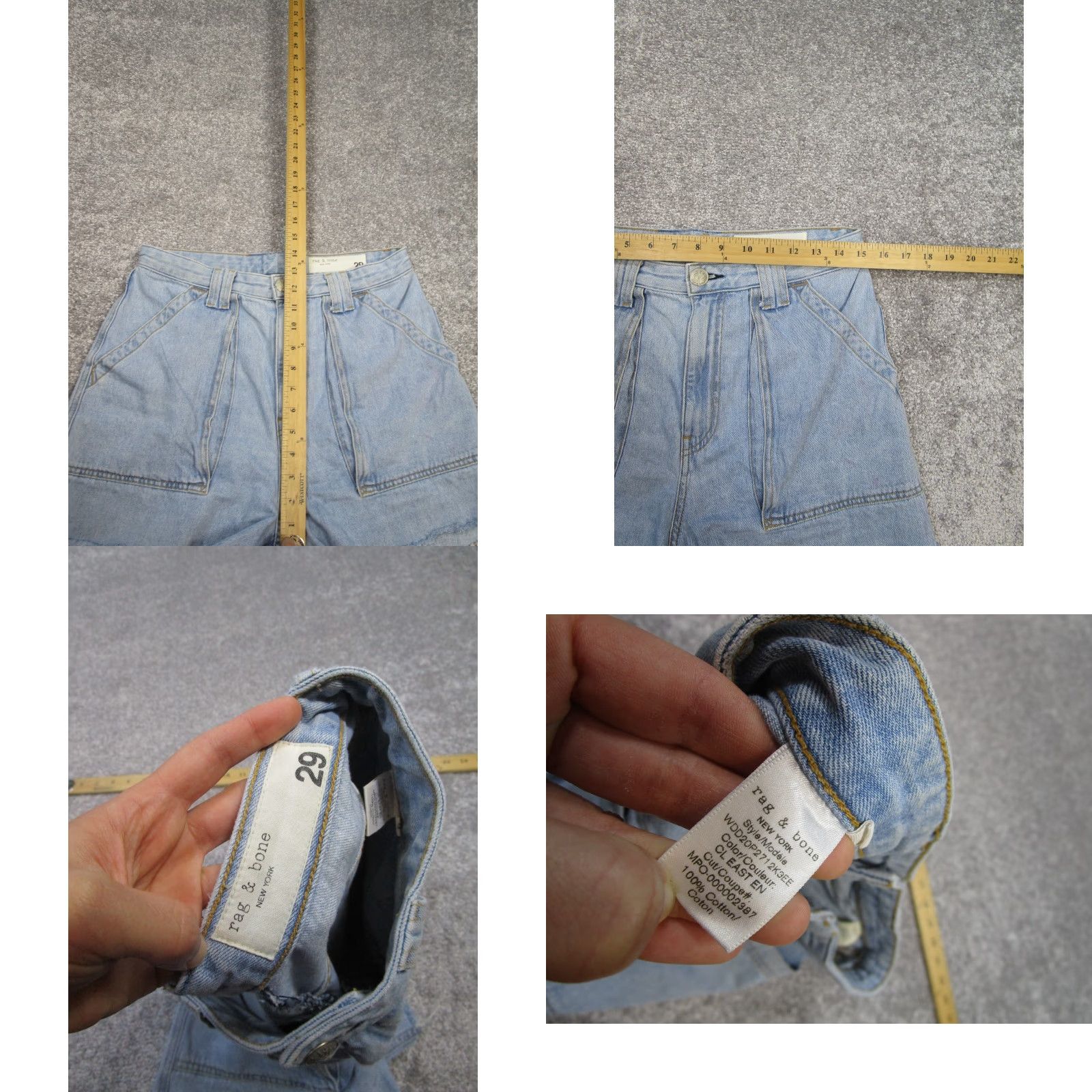 Rag & Bone Rag & Bone Shorts Womens 29 Light Wash Denim High Rise Cut Offs 3.5""} Size 29" - 8 Thumbnail