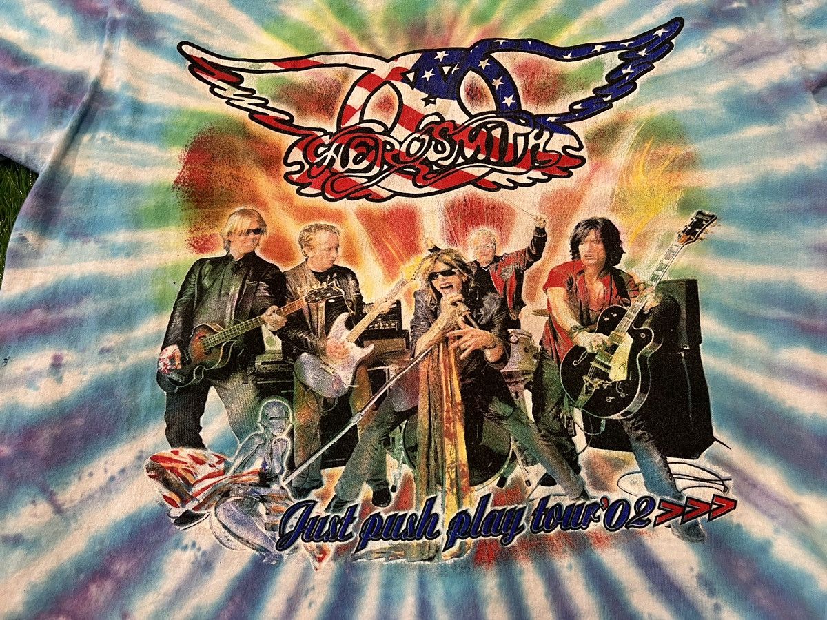 Aerosmith × Vintage Vintage Aerosmith 2002 Just Push Play Tour Tie Dye 2-SIDED Size US XL / EU 56 / 4 - 2 Thumbnail