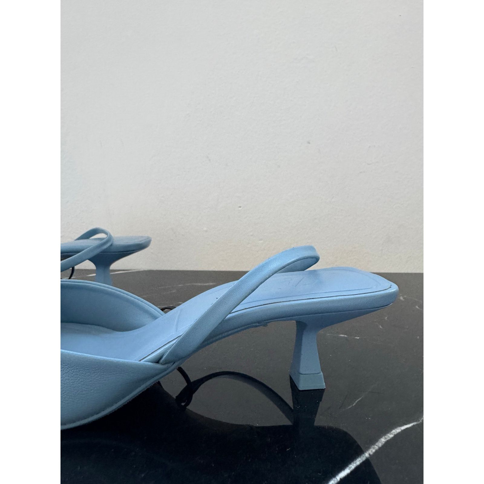 Zara ZARA Powder Blue Pointed Toe Slingback Mule Kitten Heels Size US 9 / IT 39 - 7 Thumbnail