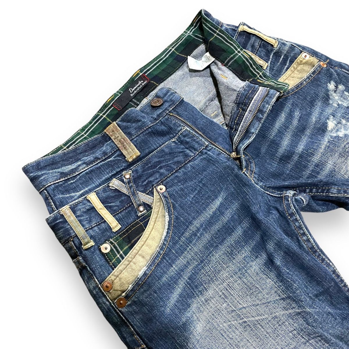 Le Grande Bleu (L.G.B.) DOMINATED HANDCRAFTED LOVEROCK DOUBLE WAIST SPIRAL CUT JEANS Size US 30 / EU 46 - 10 Thumbnail