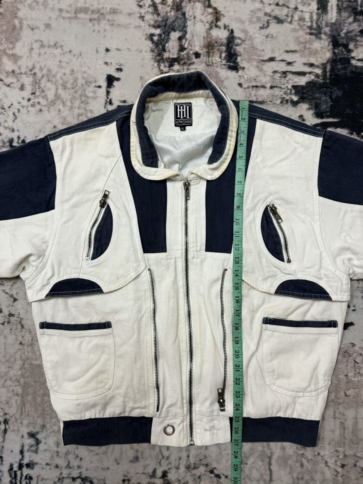 47 Vintage 47Ronin Double Zipper Denim Bomber Jacket Size US XL / EU 56 / 4 - 16 Thumbnail