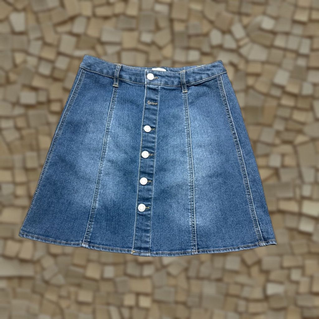 Mossimo Mossimo Supply Co. Jean Skirt Women's Short Denim Blue Button Up Size 6 A-Line Pockets Casual Size 28" / US 6 / IT 42 - 1 Thumbnail