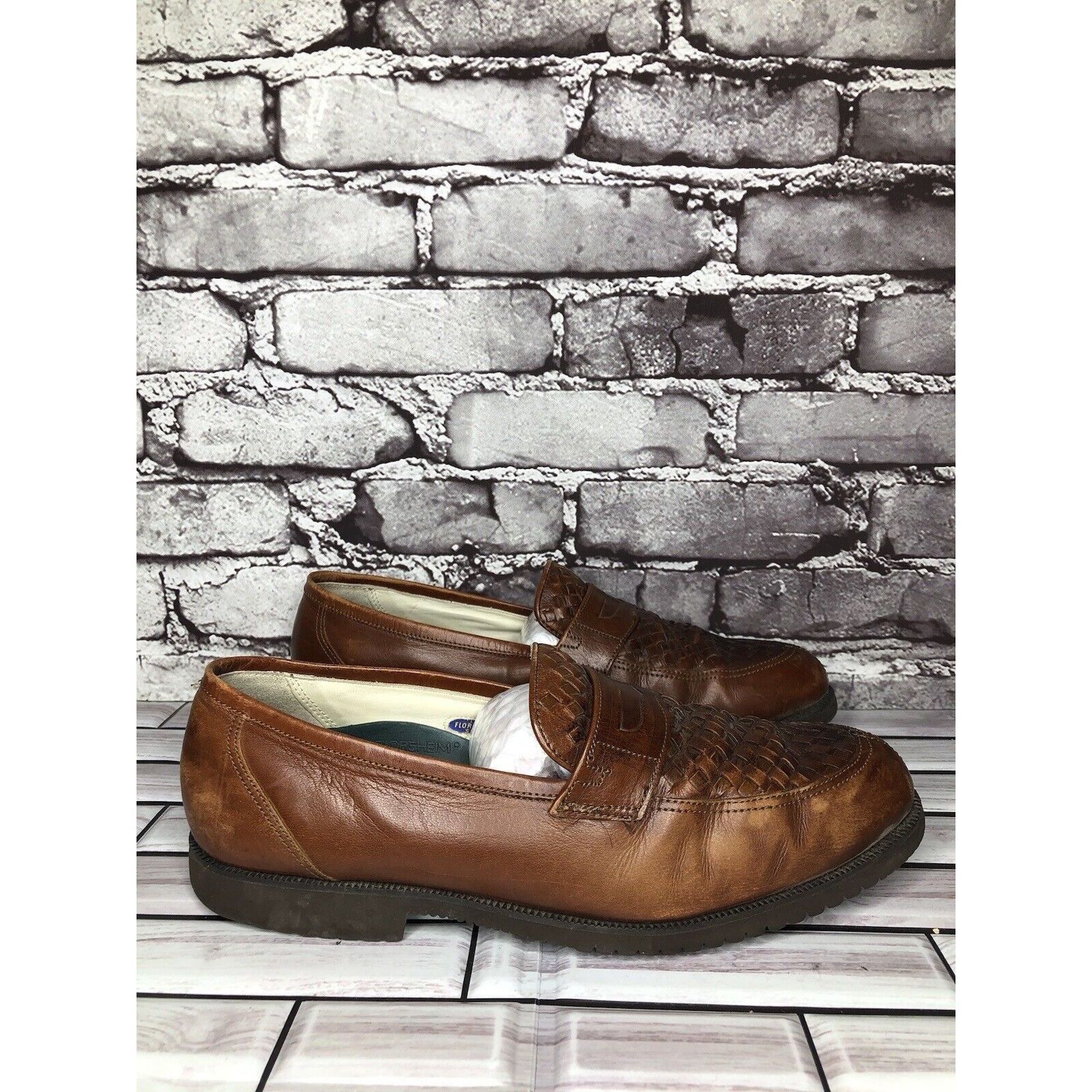 Florsheim Florsheim Vibram Brown Leather Woven Hand Sewn Dress Loafers Size US 9.5 / EU 42-43 - 1 Thumbnail