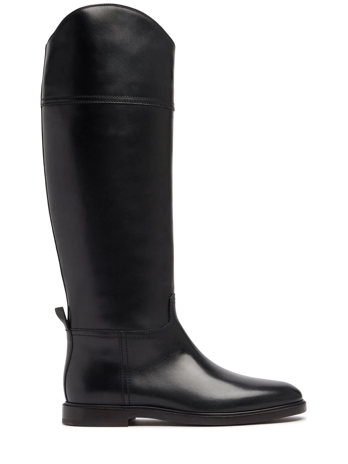 Brunello Cucinelli BRUNELLO CUCINELLI New Authentic Black Leather Tall Boots Size US 10 / IT 40 - 1 Thumbnail