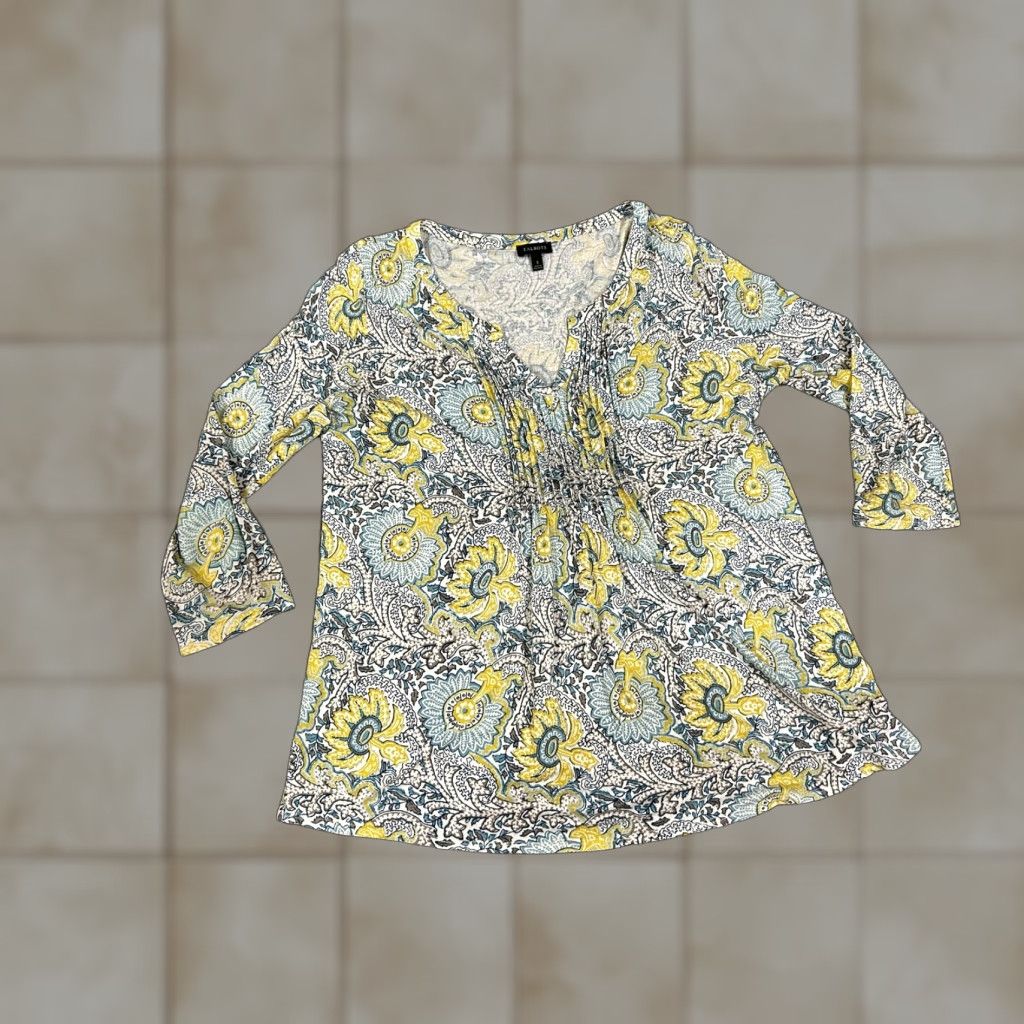Talbots Talbots Shirt Womens Small Multicolor Paisley V Neck 3/4 Sleeve Tunic Top Boho Size S / US 4 / IT 40 - 1 Thumbnail