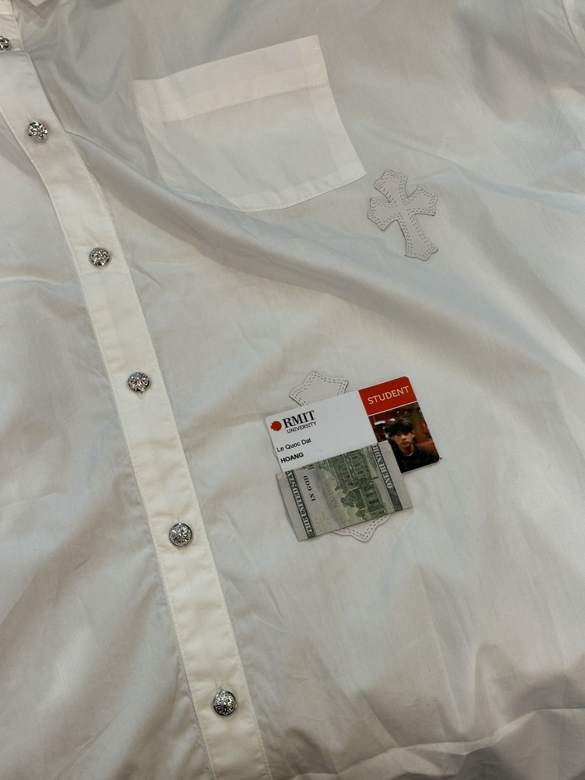 Chrome Hearts 23 cross patches shirt rhodium button shirt Size US L / EU 52-54 / 3 - 6 Thumbnail
