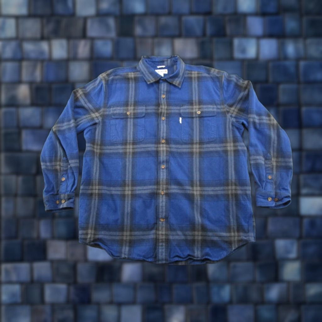 Carhartt VINTAGE Carhartt Hubbard Plaid Heavy Flannel Shirt Men XL Blue 102215 988 Size US XL / EU 56 / 4 - 1 Thumbnail
