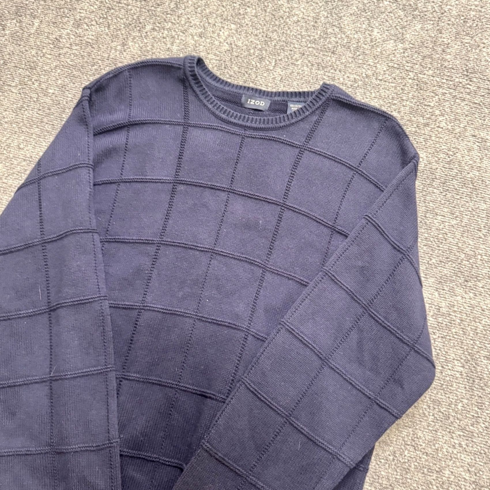 Izod IZOD Pullover Sweater Men Large Blue Geometric Cotton Knitted Casual L Regular Size US L / EU 52-54 / 3 - 2 Thumbnail