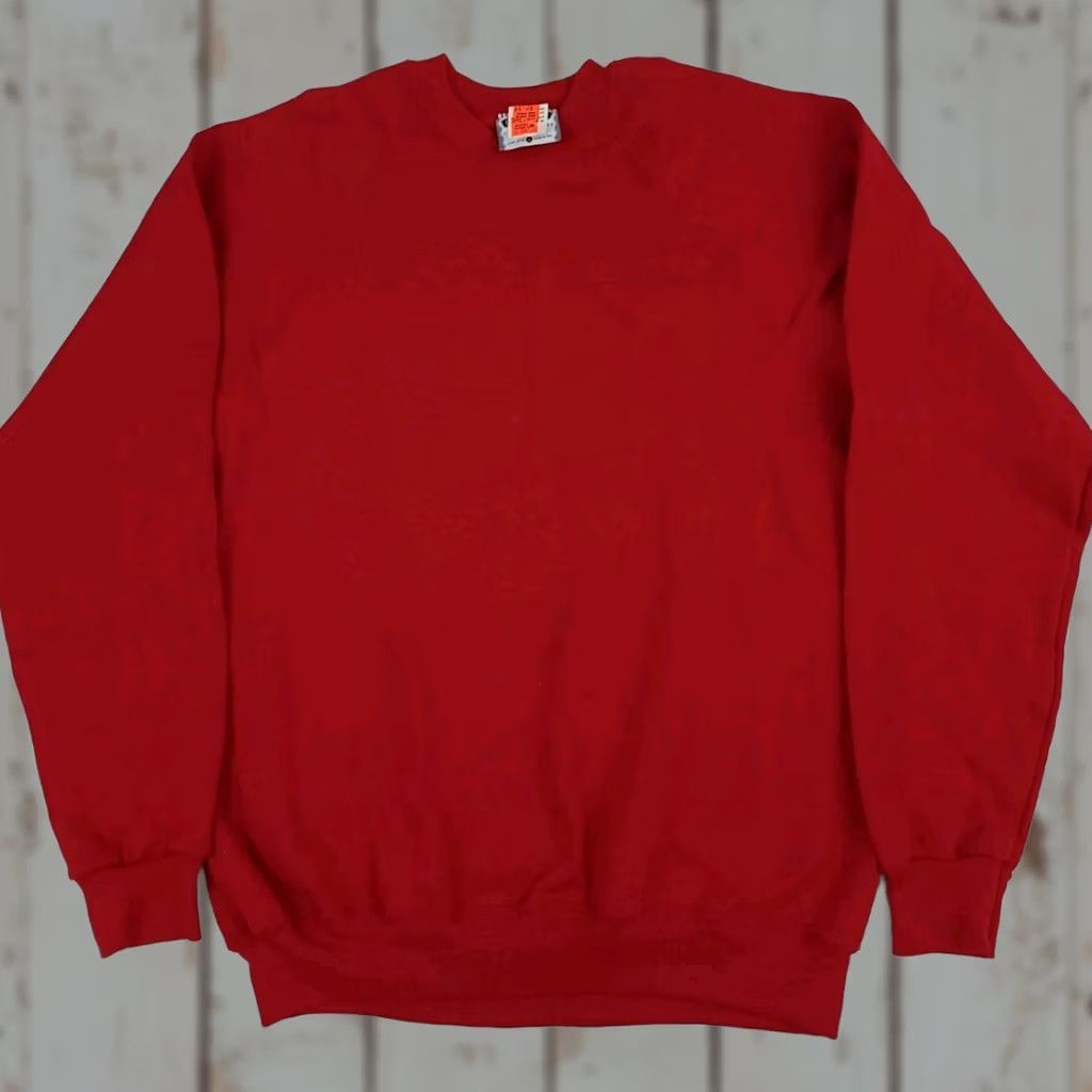 Lee VINTAGE Lee Sweatshirt Red Blank 90s Vtg NWT Deadstock Cotton Blend Made In USA Size US M / EU 48-50 / 2 - 1 Thumbnail