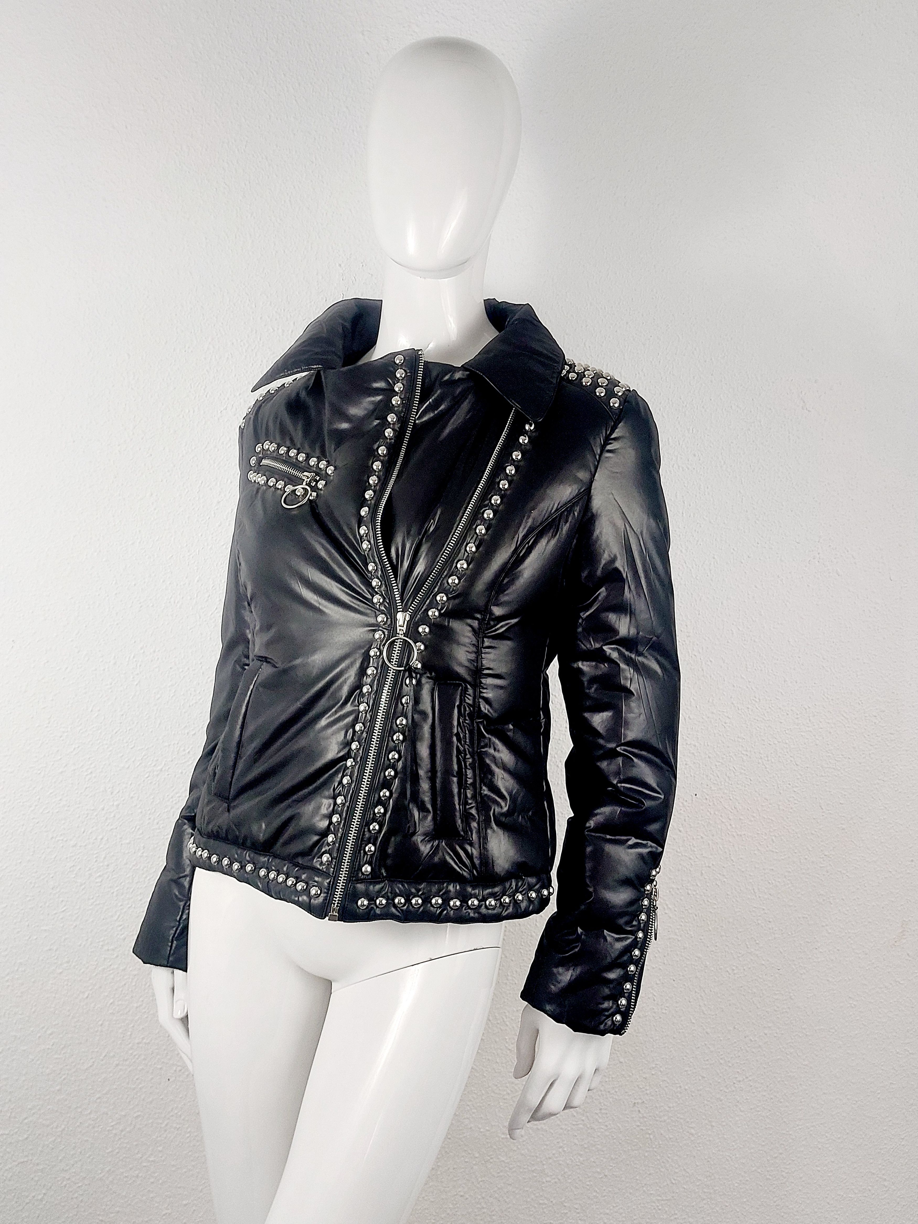 Moschino Moschino Rivet Studded Down Moto Jacket Coat Size M / US 6-8 / IT 42-44 - 1 Thumbnail