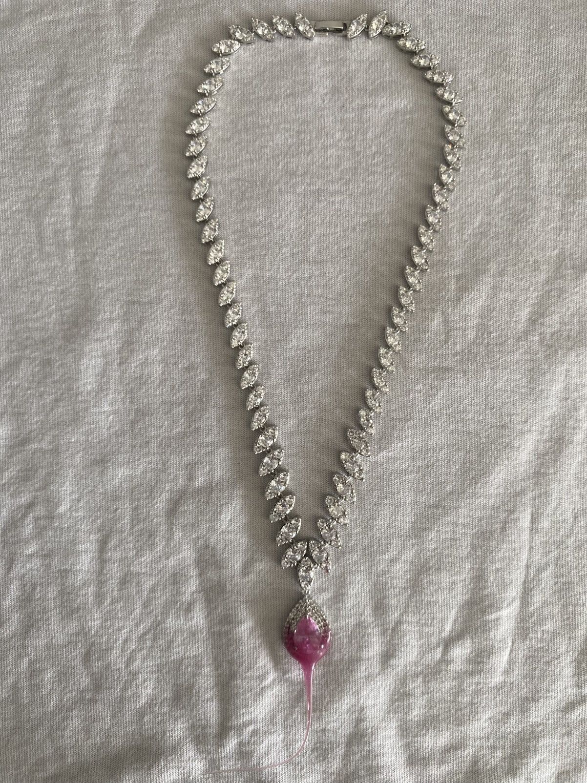 Ottolinger Ottolinger Exclusive Silver & Pink Diamond Dip Necklace Size ONE SIZE - 2 Thumbnail