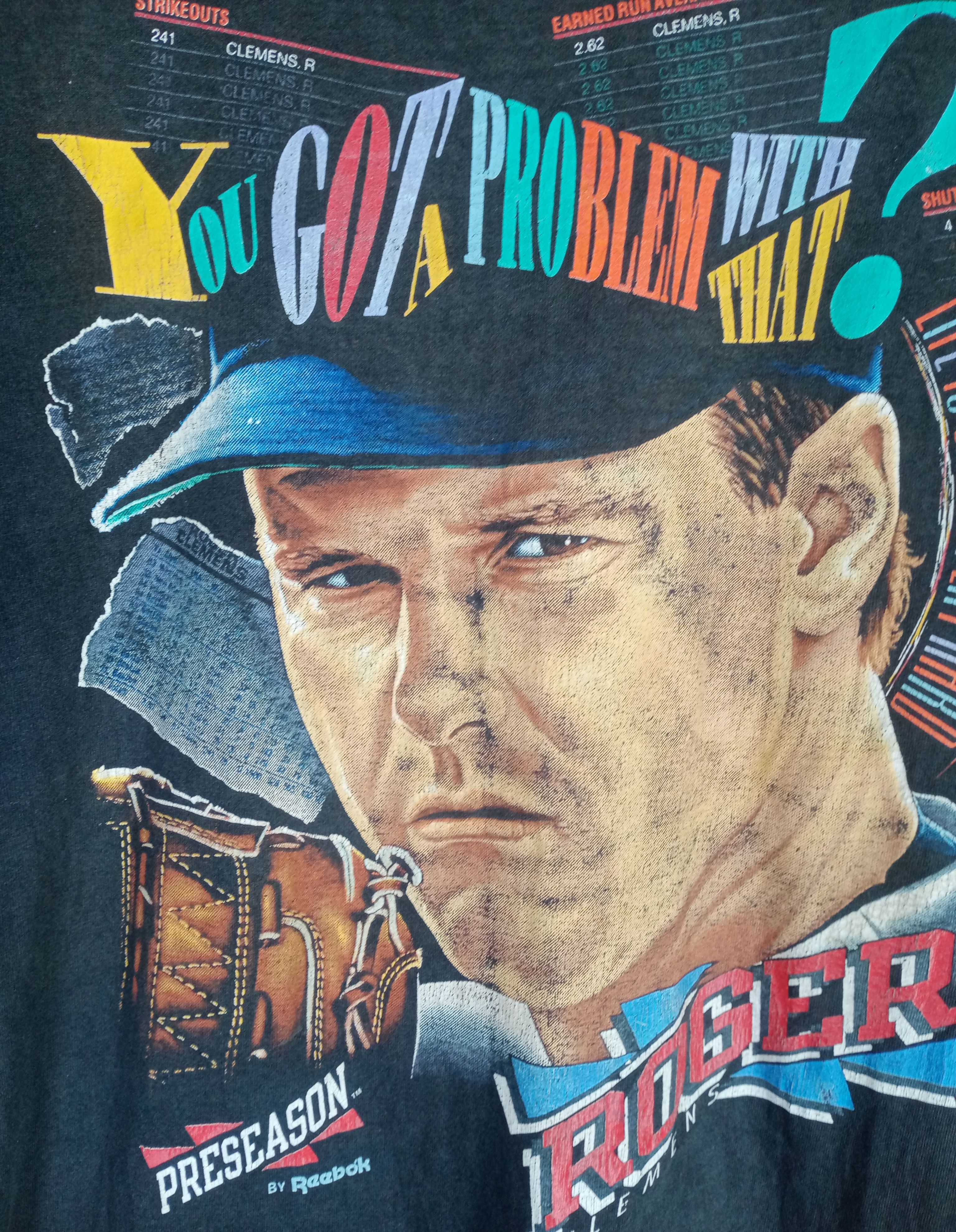 MLB × New York Yankees × Reebok Rare Vintage Distressed Roger Clemens Tshirt Size US L / EU 52-54 / 3 - 4 Thumbnail