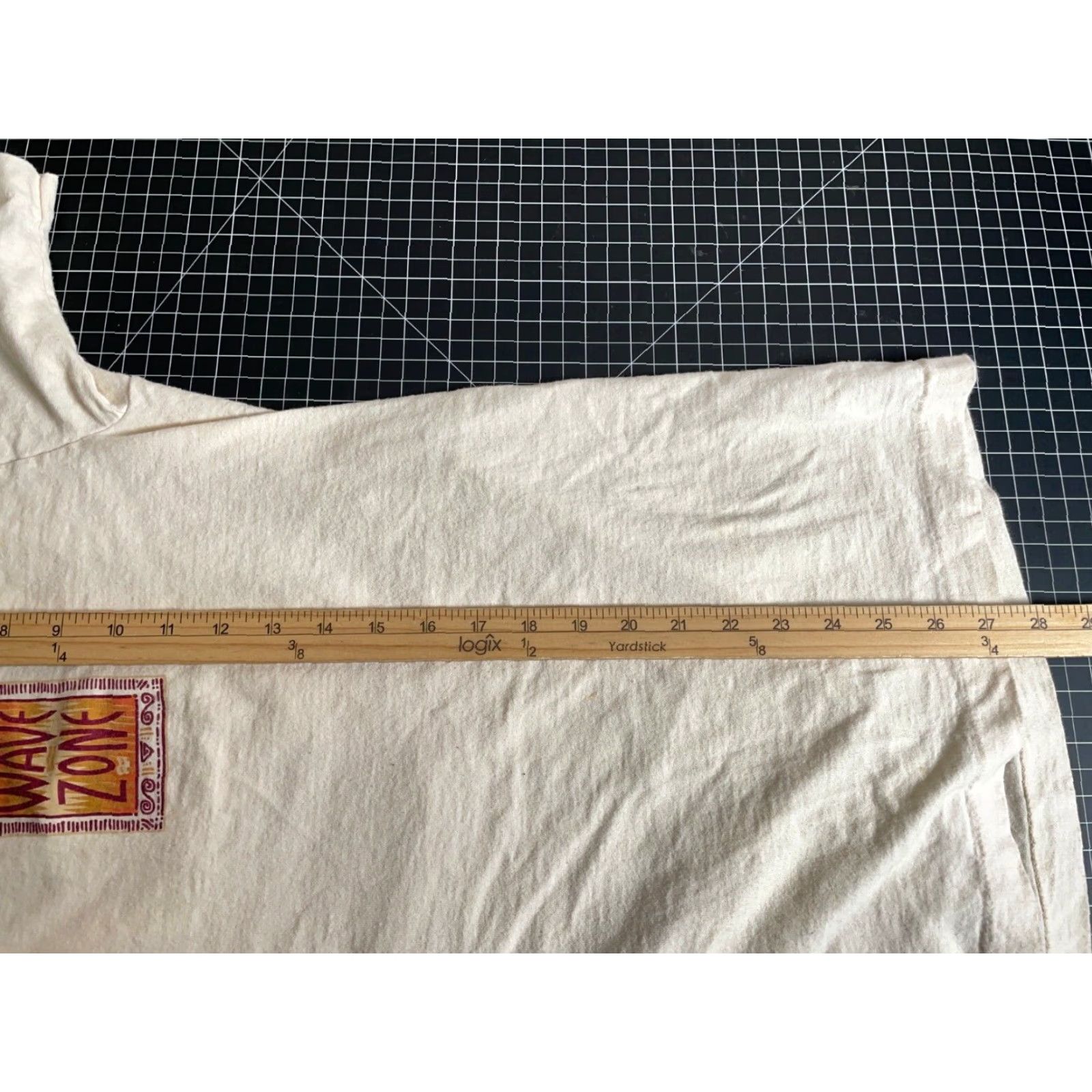 Fruit Of The Loom Vintage 90s Wave Zone T-Shirt Adult Medium Ivory Double-Sided Surf Beach Retro Cotton Men's Size US M / EU 48-50 / 2 - 6 Thumbnail