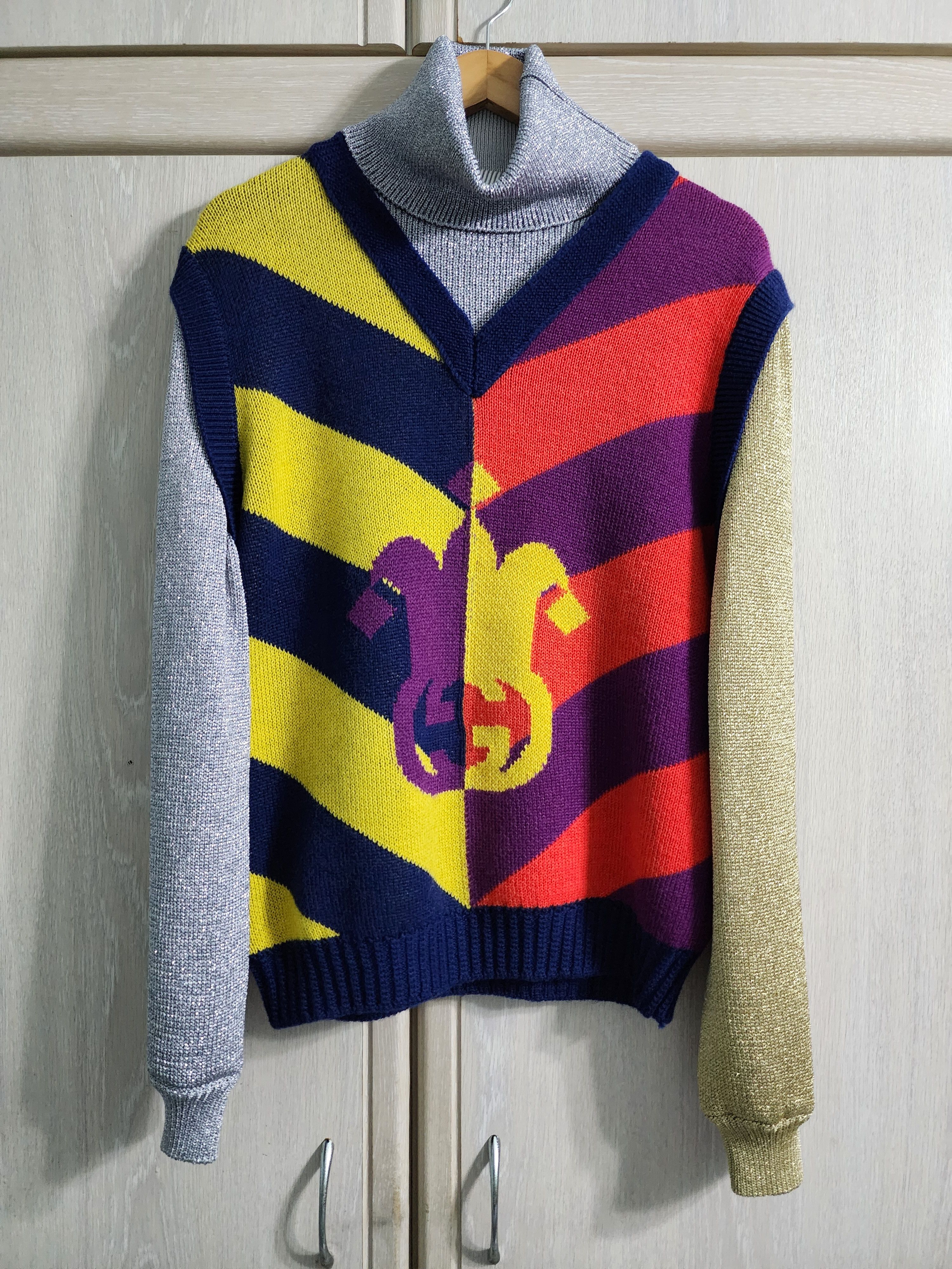 Gucci Striped Jacquard Wool Knit Sweater Size US L / EU 52-54 / 3 - 1 Thumbnail