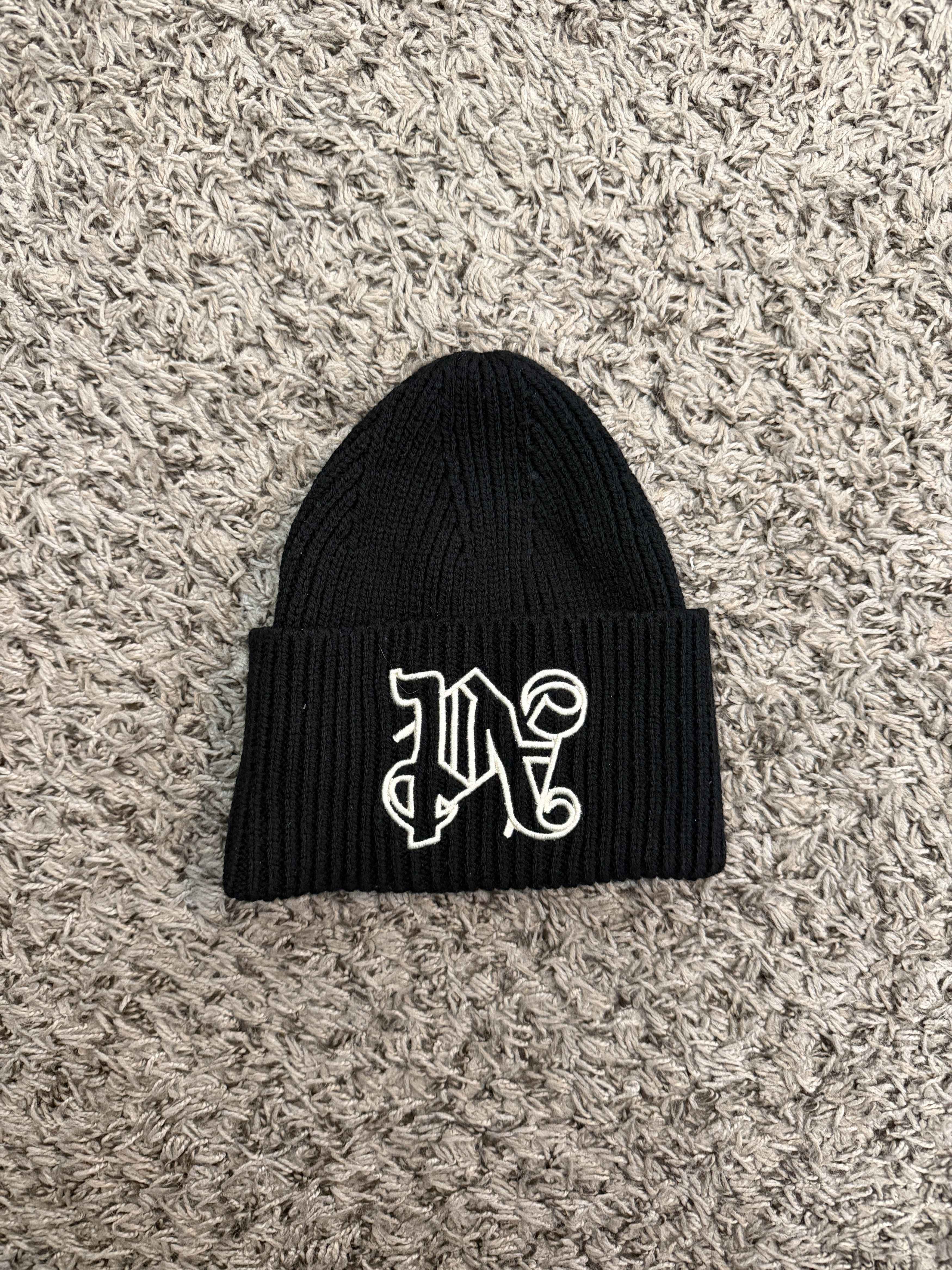 Palm Angels Palm Angels Monogram Wool Beanie Black Size ONE SIZE - 1 Thumbnail