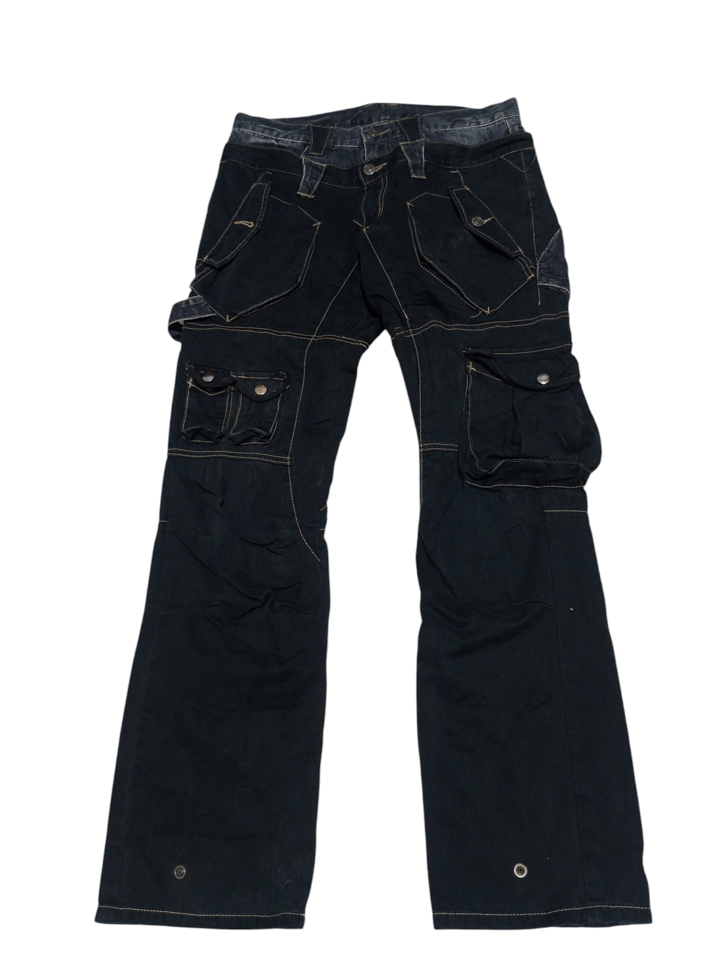 Vintage ppfm hybrid double waist cargo denim pants