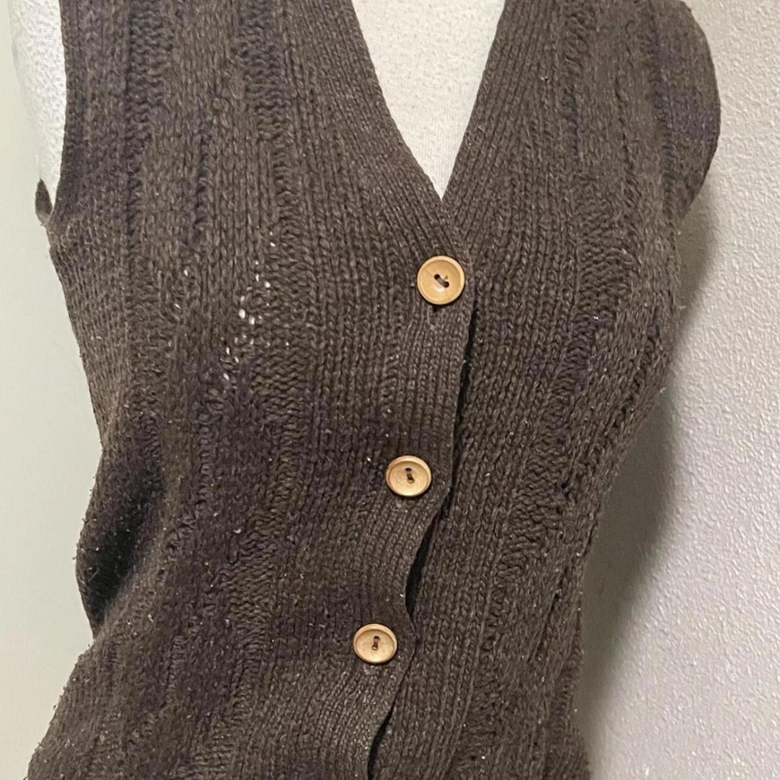 Other Brown vintage 80s knitted vest layering knit #layering Size S / US 4 / IT 40 - 2 Thumbnail