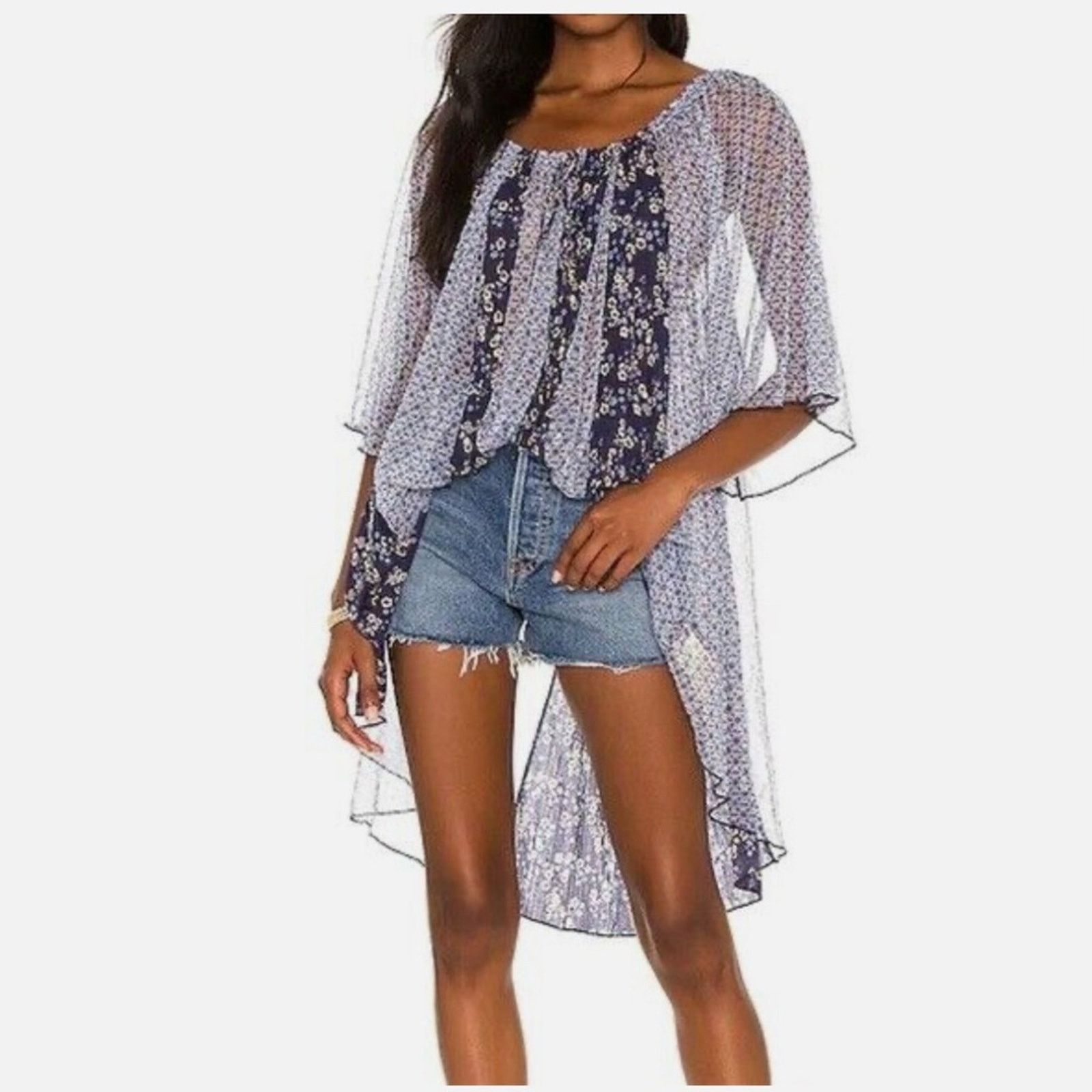 Free People Free People Because I Love You Floral High-Low Top Size XL / US 12-14 / IT 48-50 - 2 Thumbnail