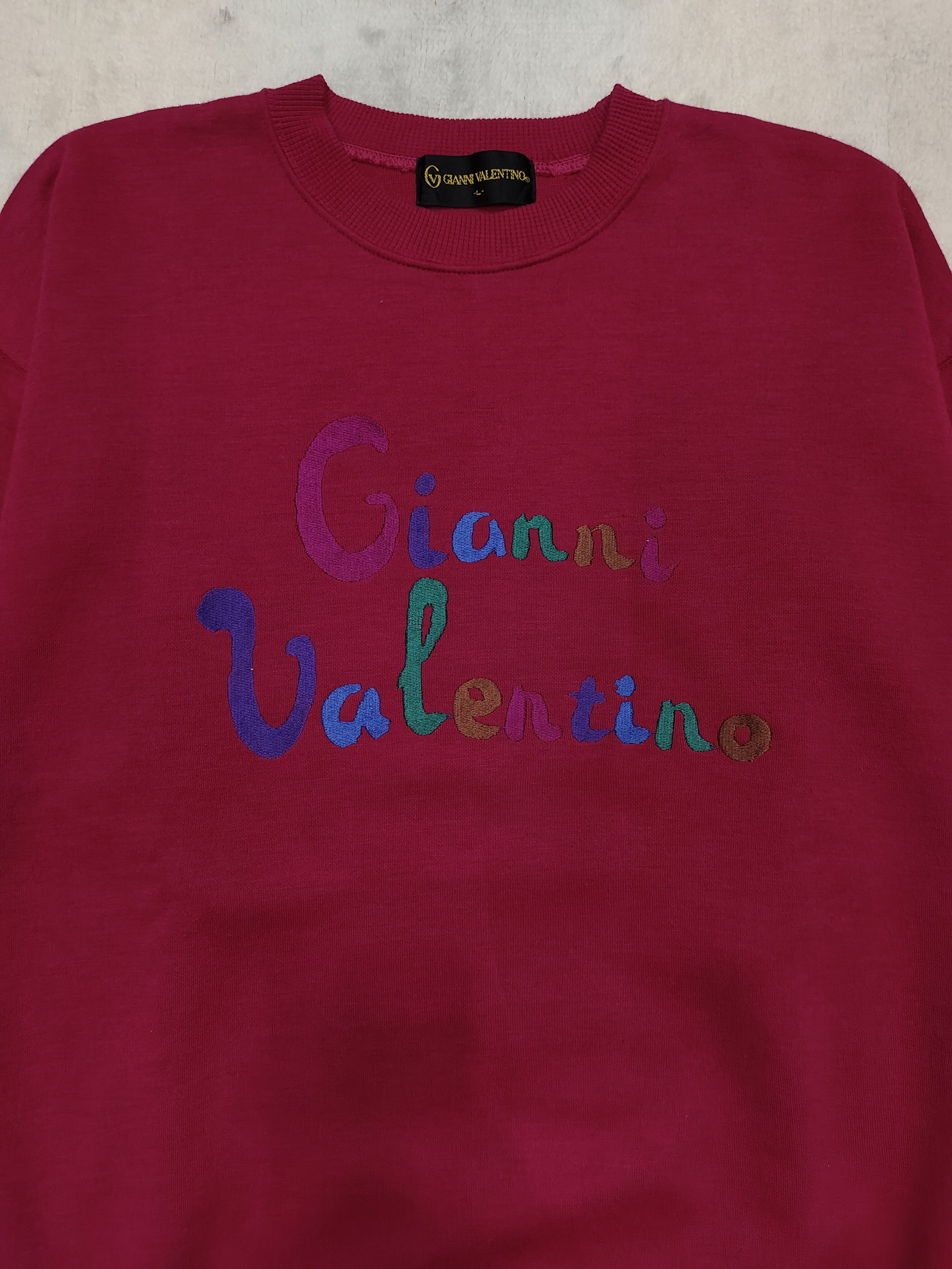 Valentino 90s Gianni Valentino Script Multicolor Embroidered Sweatshir Size US L / EU 52-54 / 3 - 2 Thumbnail