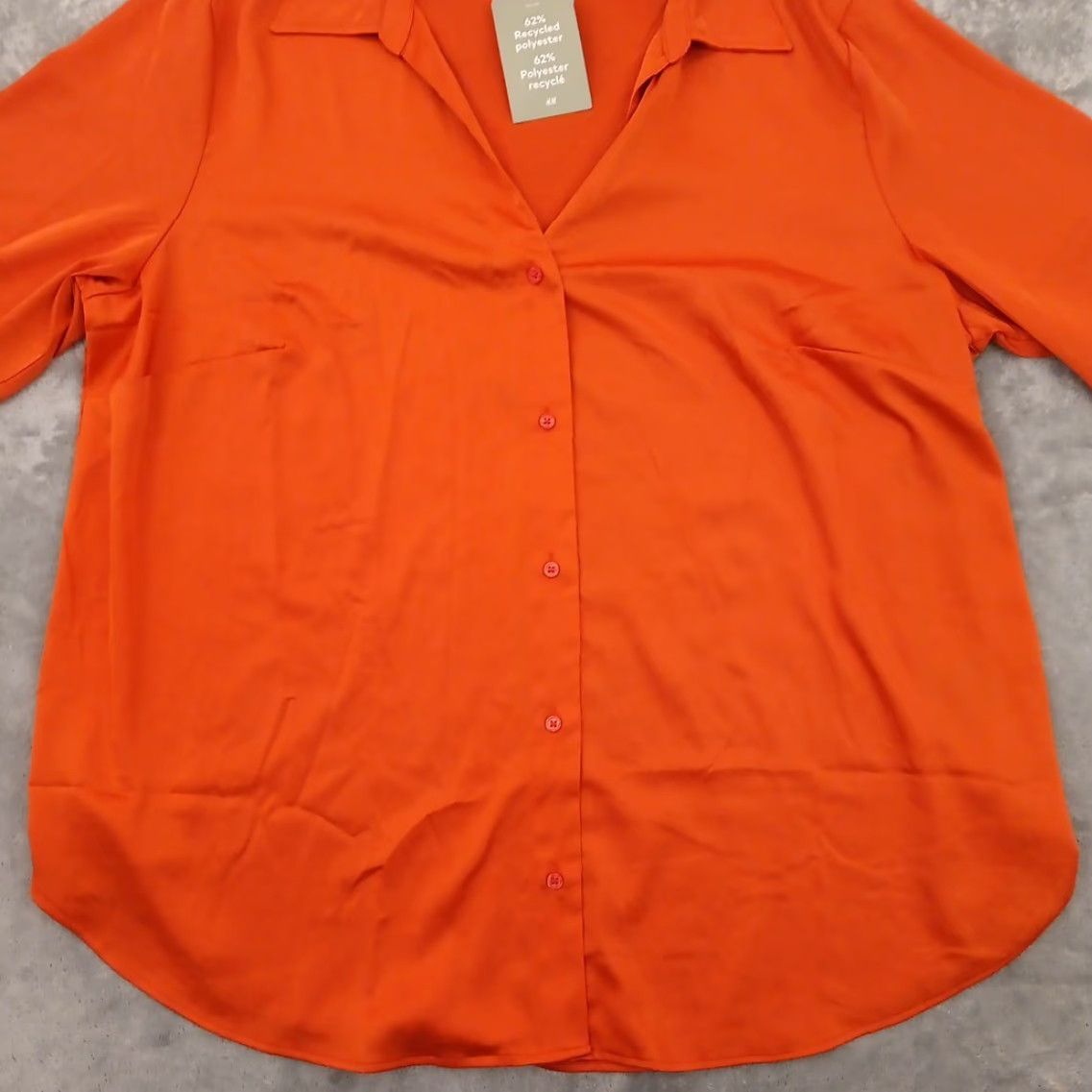 H&M H&M Shirt Womens XL Orange Satin Long Sleeve Button Up New Size XL / US 12-14 / IT 48-50 - 4 Thumbnail