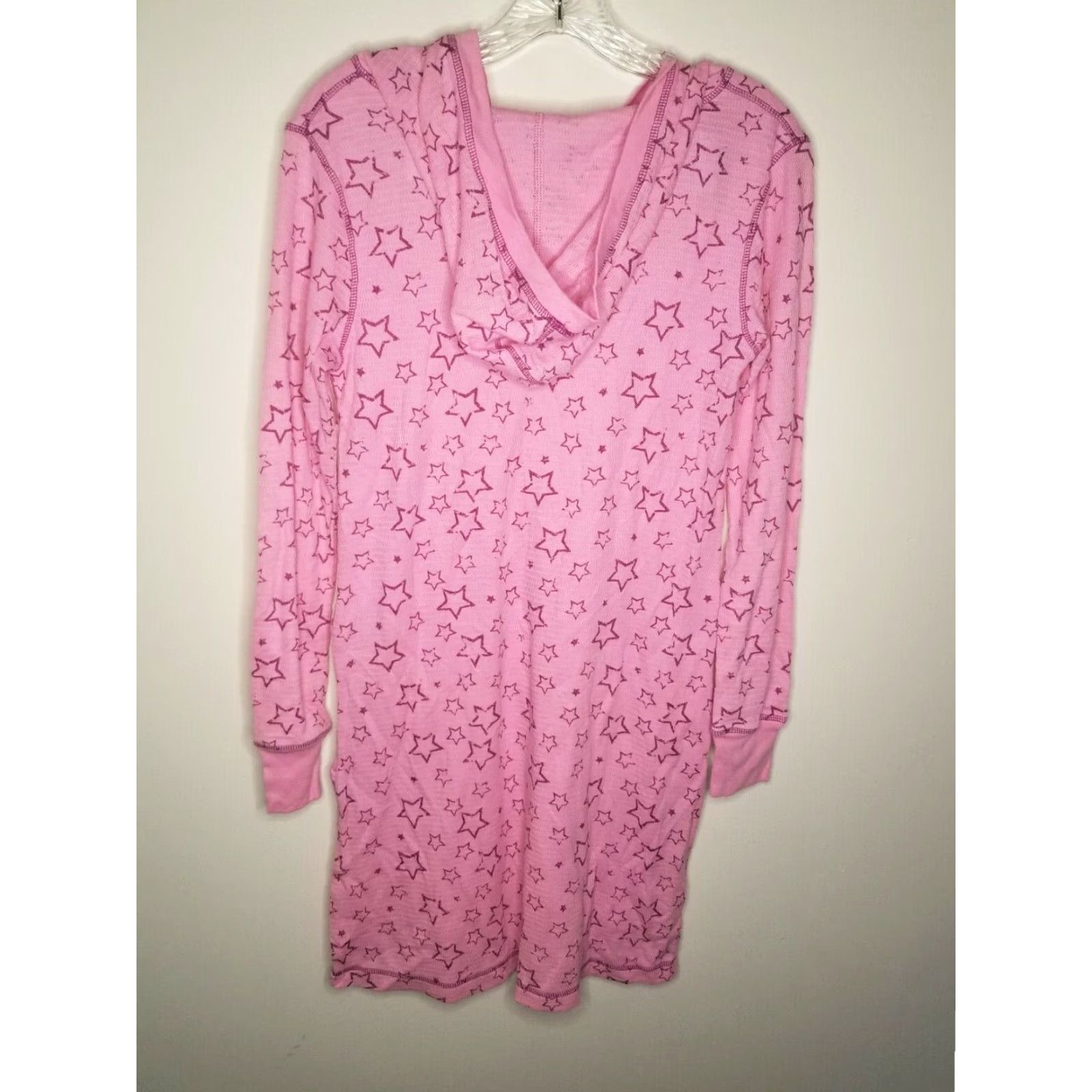 Pinko SOFT SENSATIONS NIGHTGOWN Hooded Pink Stars Womens Medium NWT Pockets Nightgown, Nightwear, Sleepwear, Womens Size M Size ONE SIZE - 4 Thumbnail